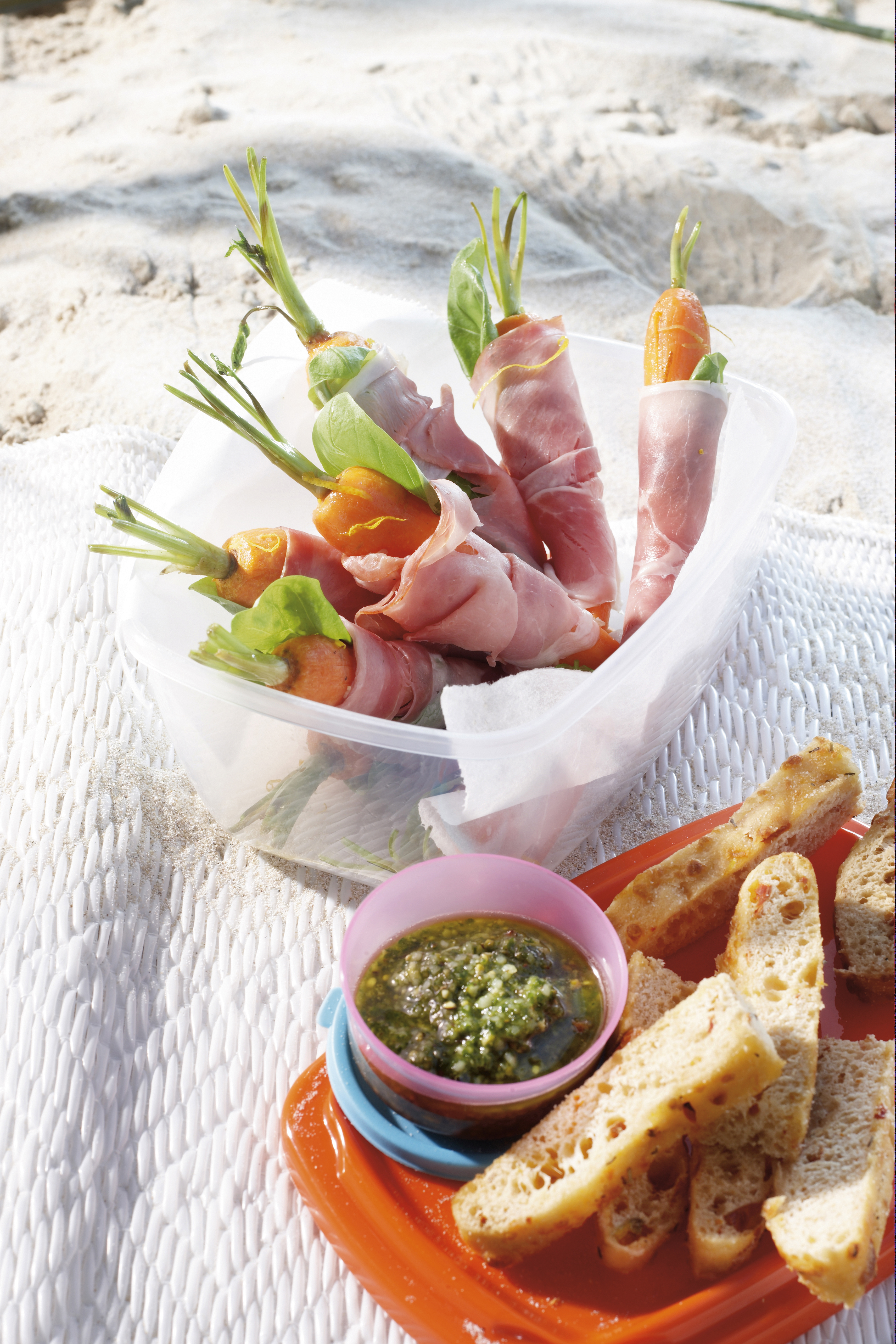 Gesmoorde bospeen met coburgerham en focaccia