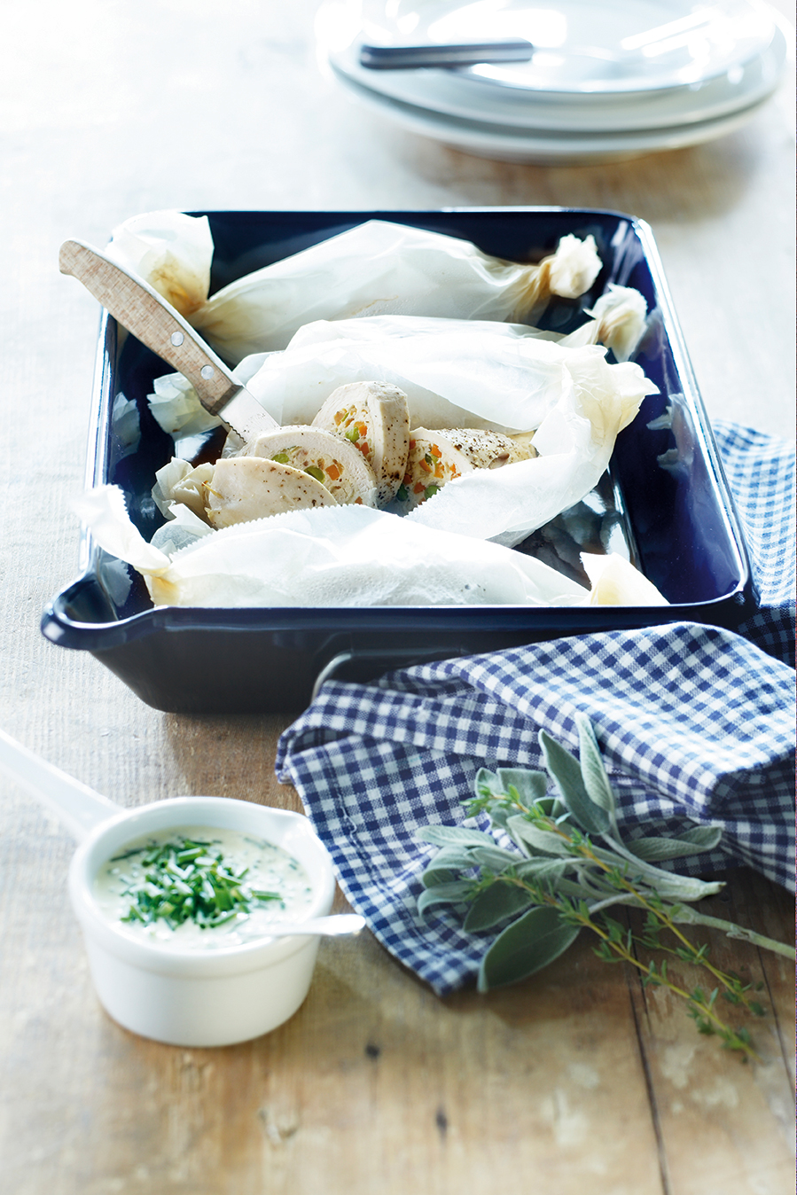 Kipfilet en papillotte met groentevulling