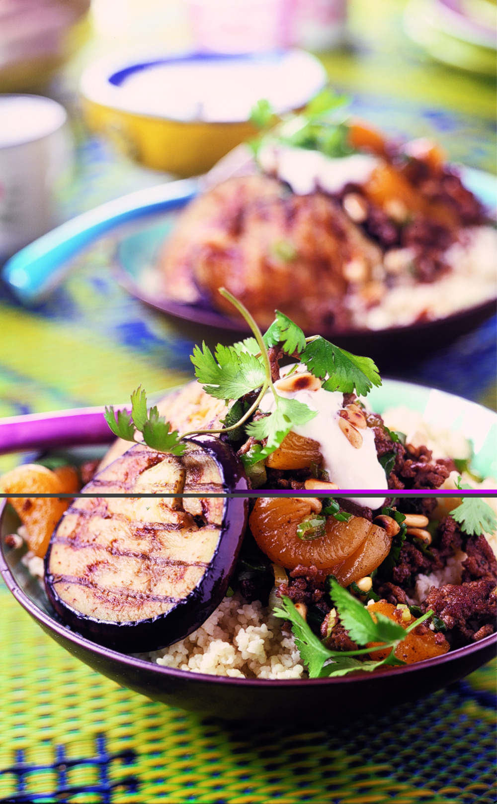 Aubergines met gehakt en couscous