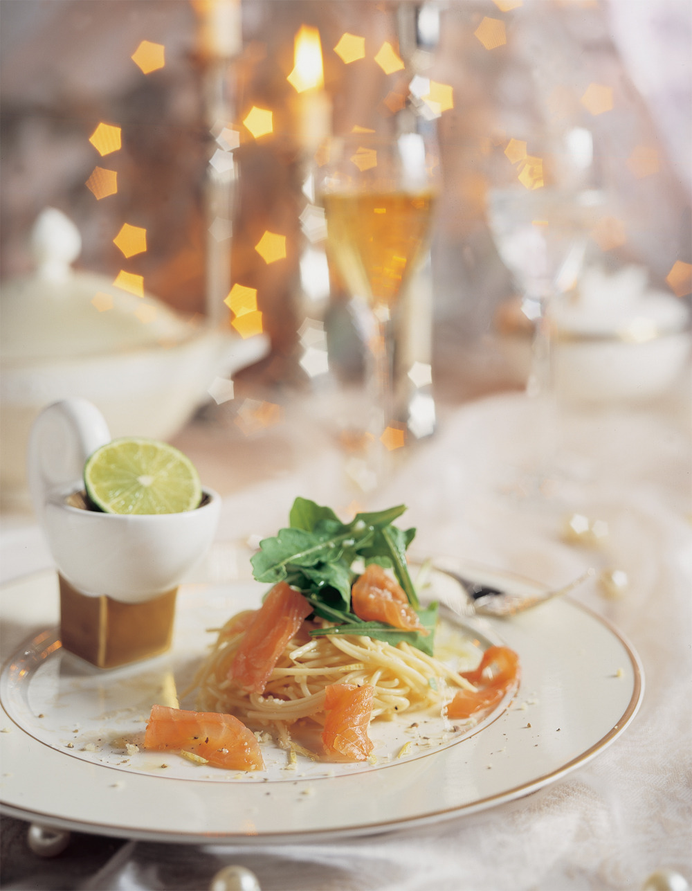 Citroenspaghetti met rucola en zalm