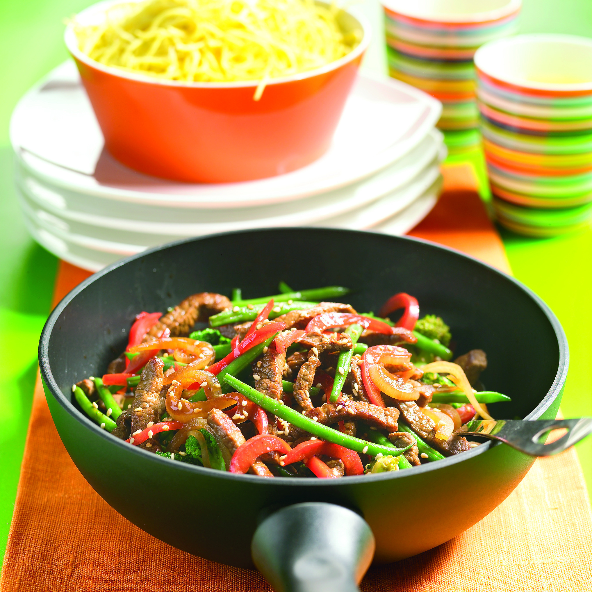 Biefreepjes en groente uit de wok