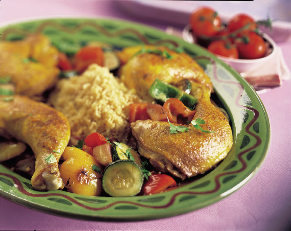 Couscous met geroosterde groenten en kip