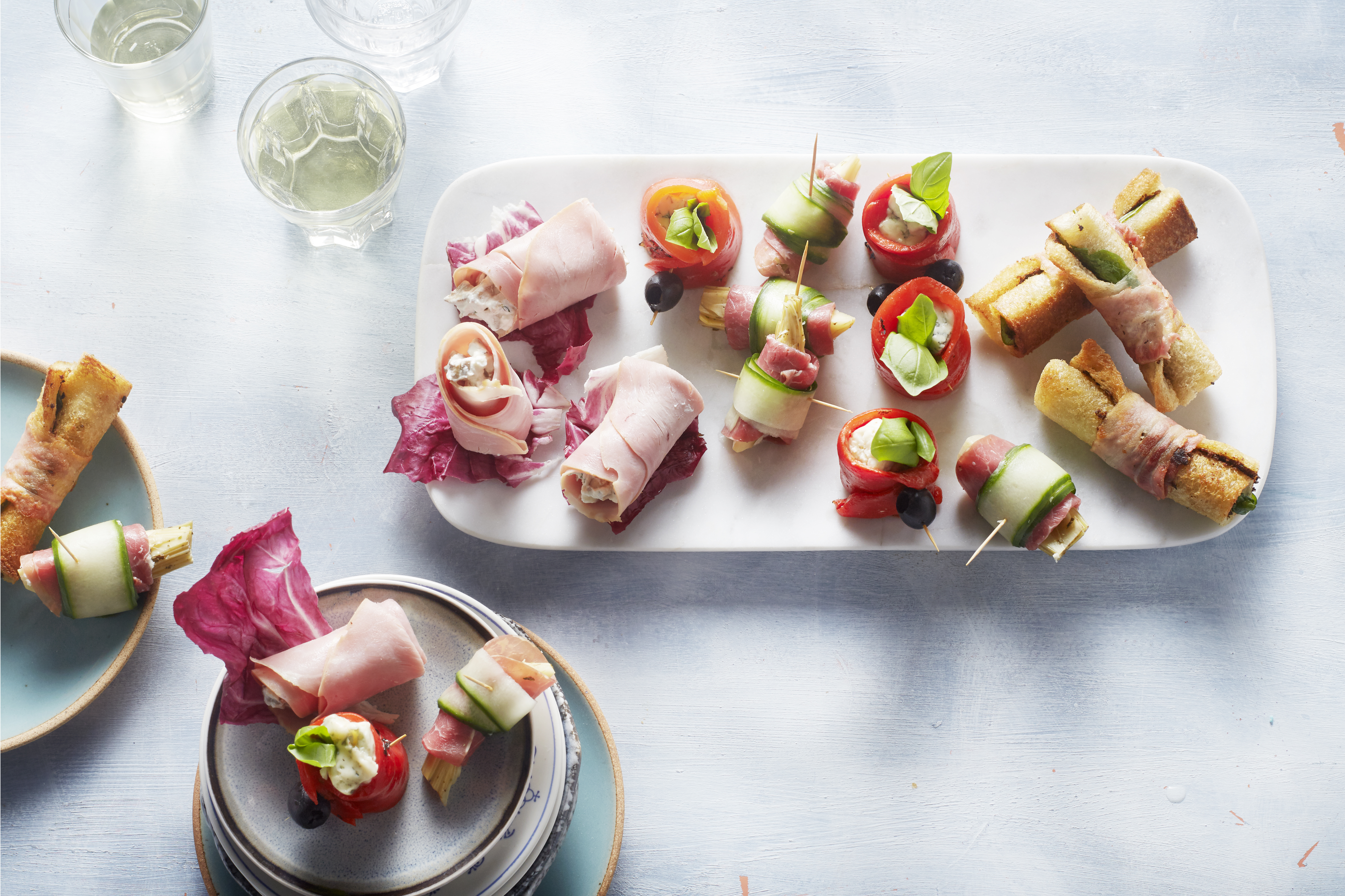 Broodrolletjes met spek en spinazie