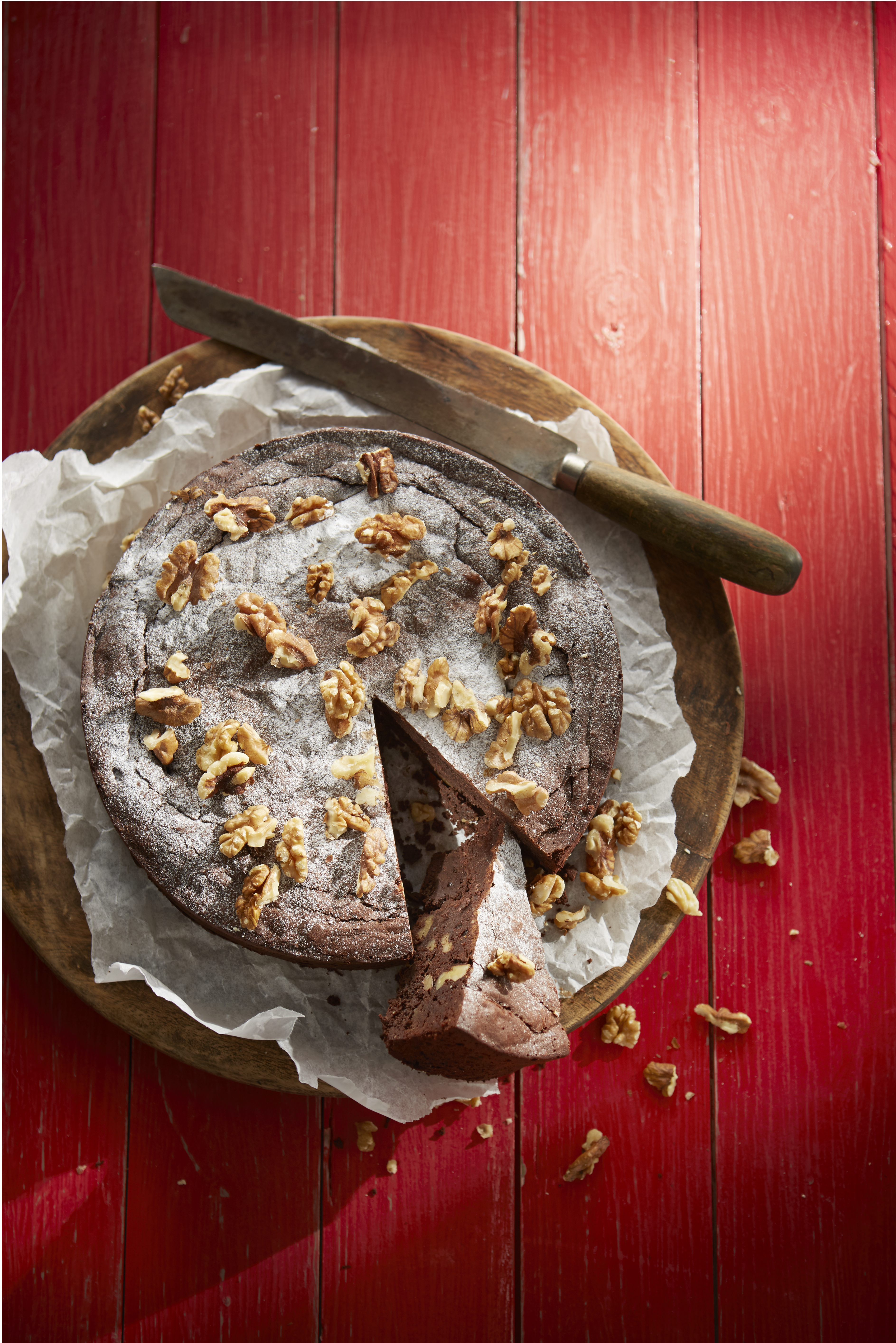 Chocoladetaart met walnoten