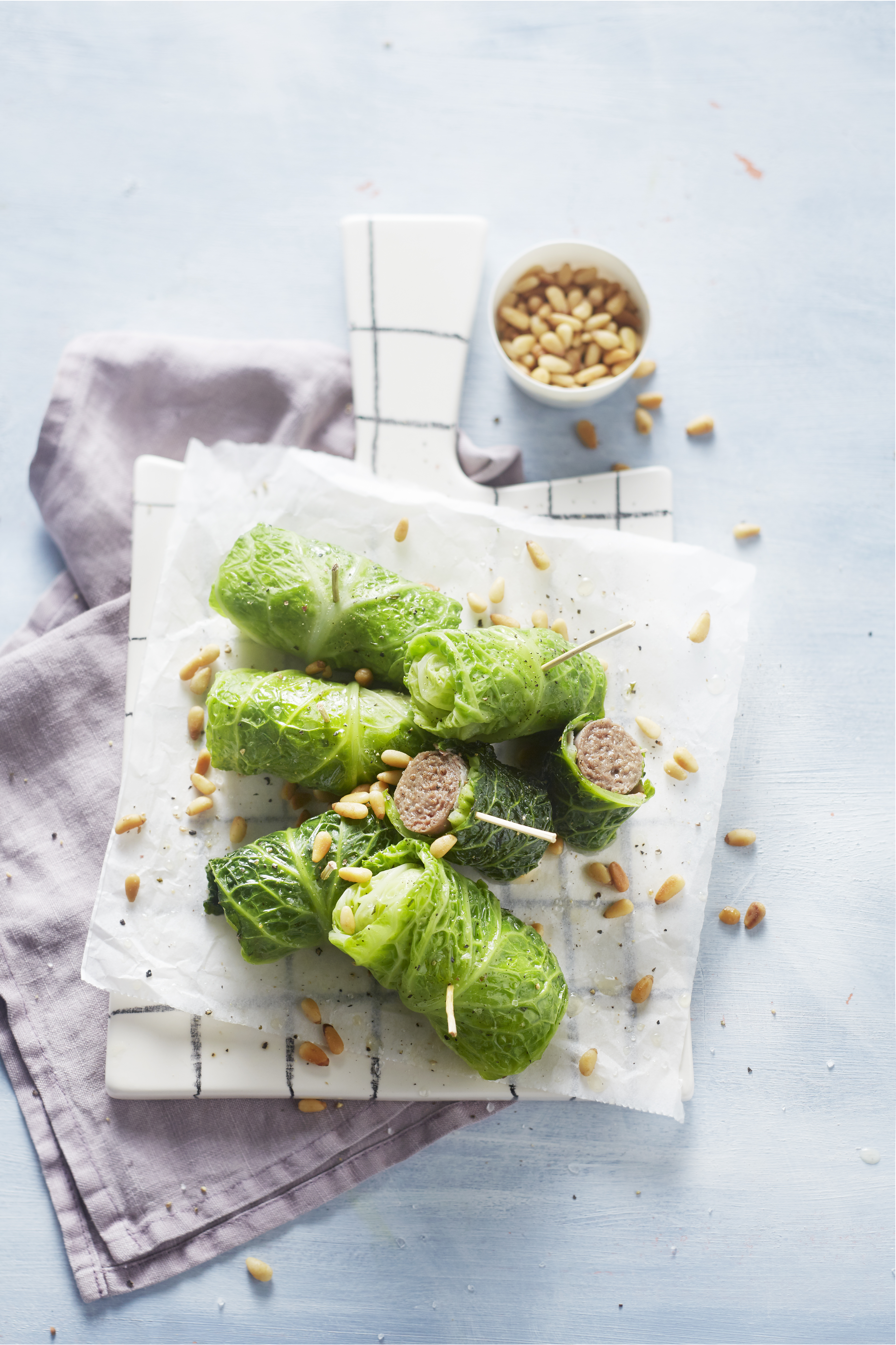 Koolrolletjes met spek en verse worst