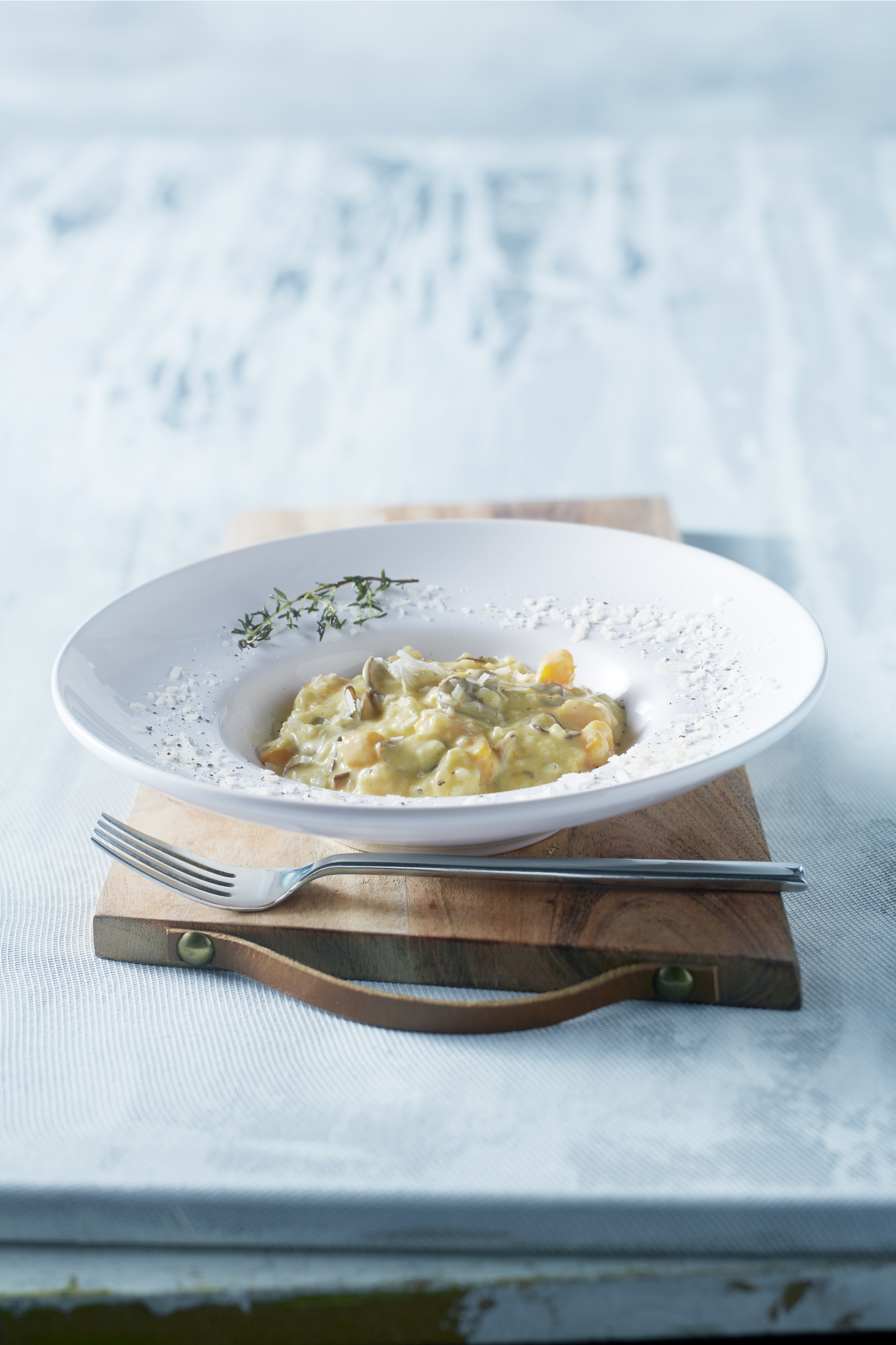 Risotto met paddenstoelen en pompoen