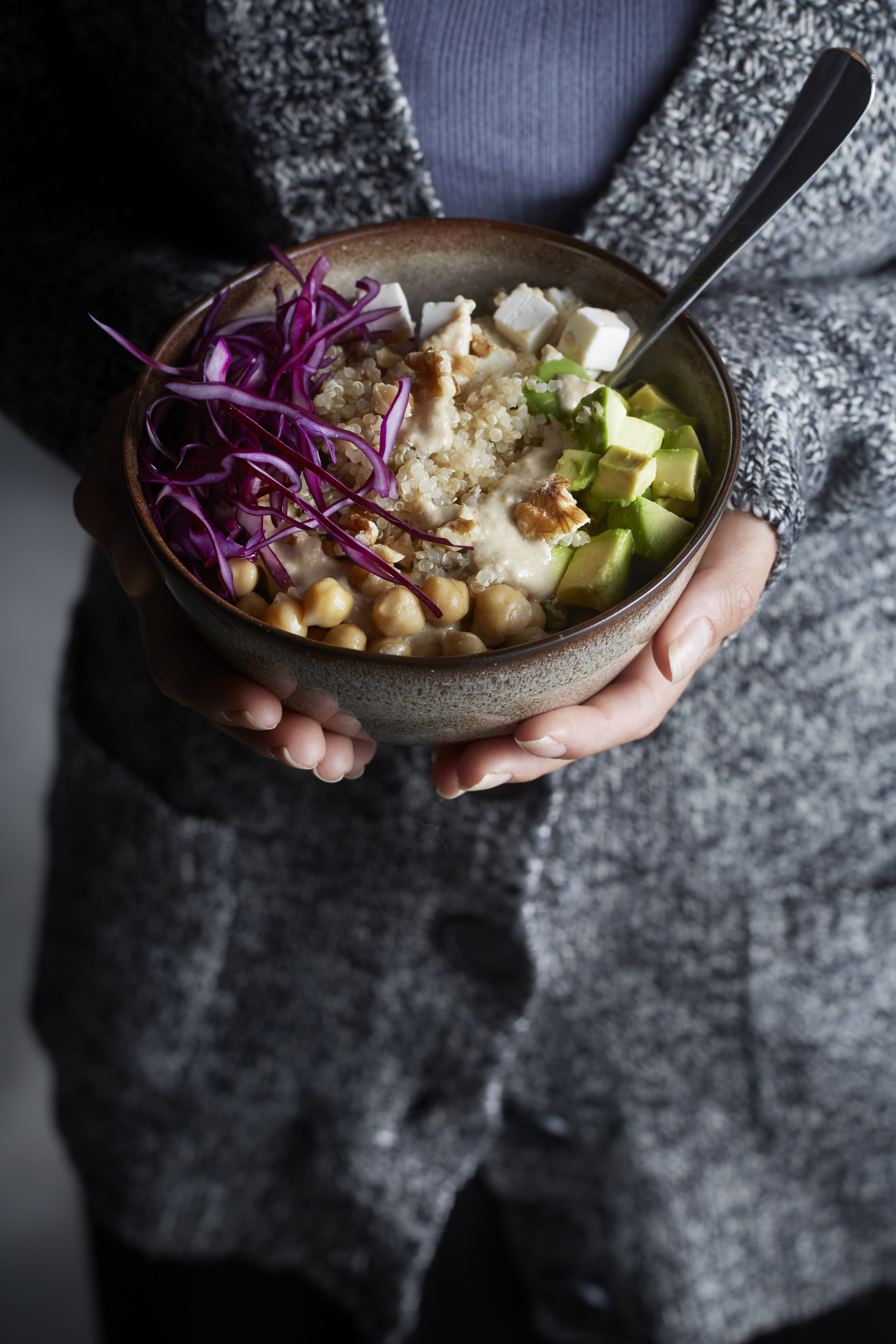 Buddha bowl met romige walnotendressing