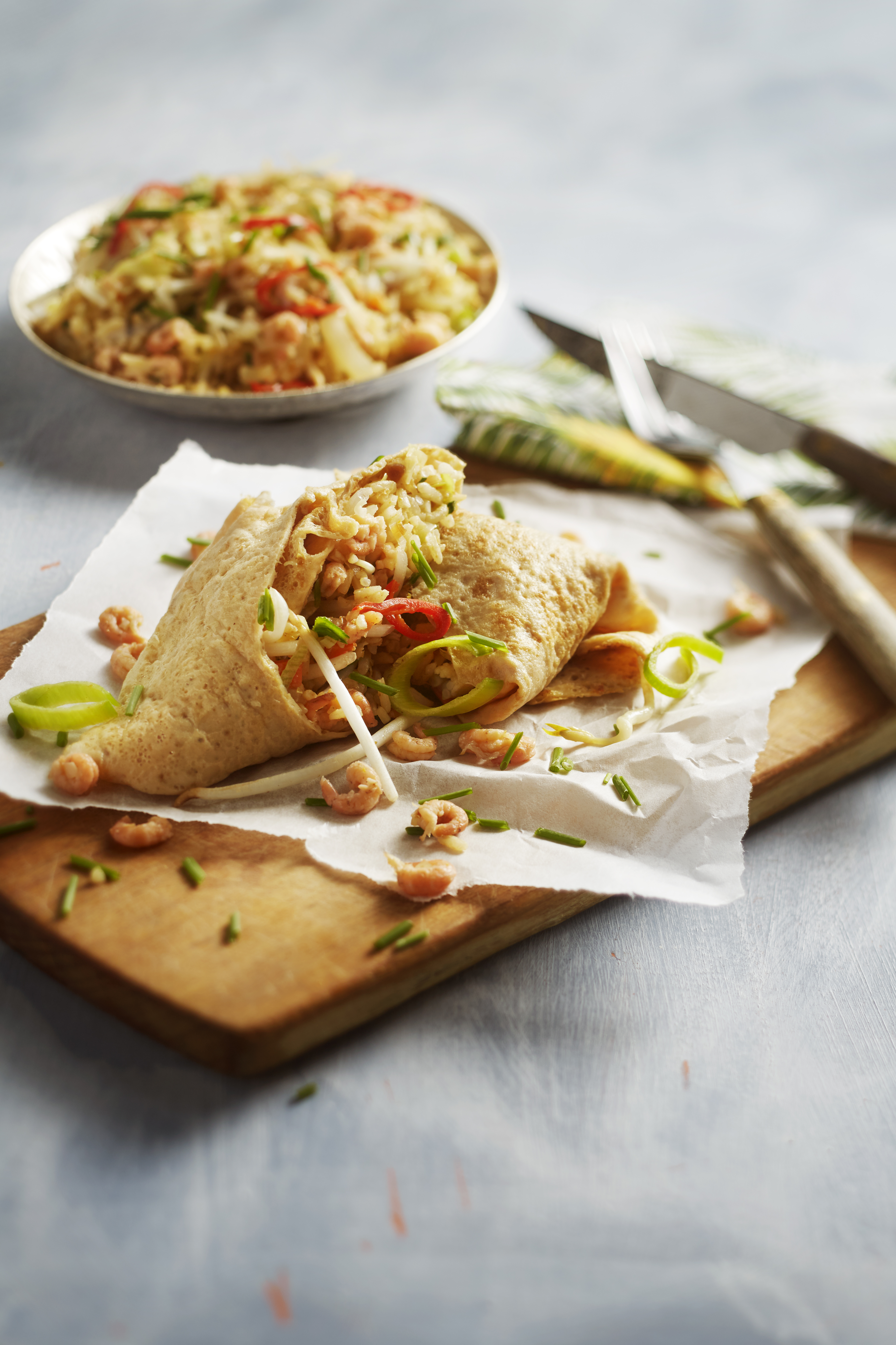 Nasi goreng in garnalenomelet