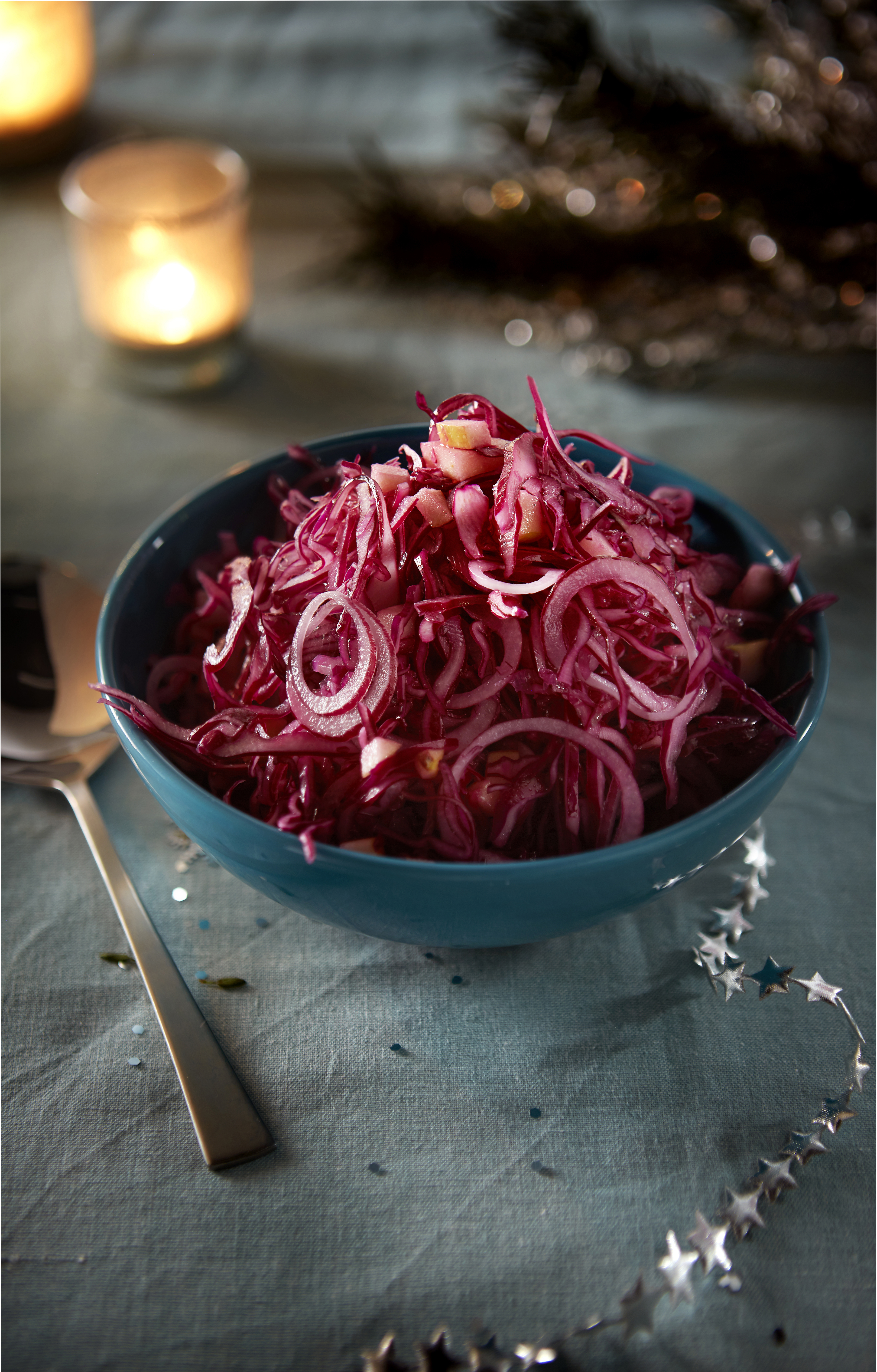 Rodekoolsalade met munt