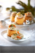 Pasteitje met zalm en garnalen