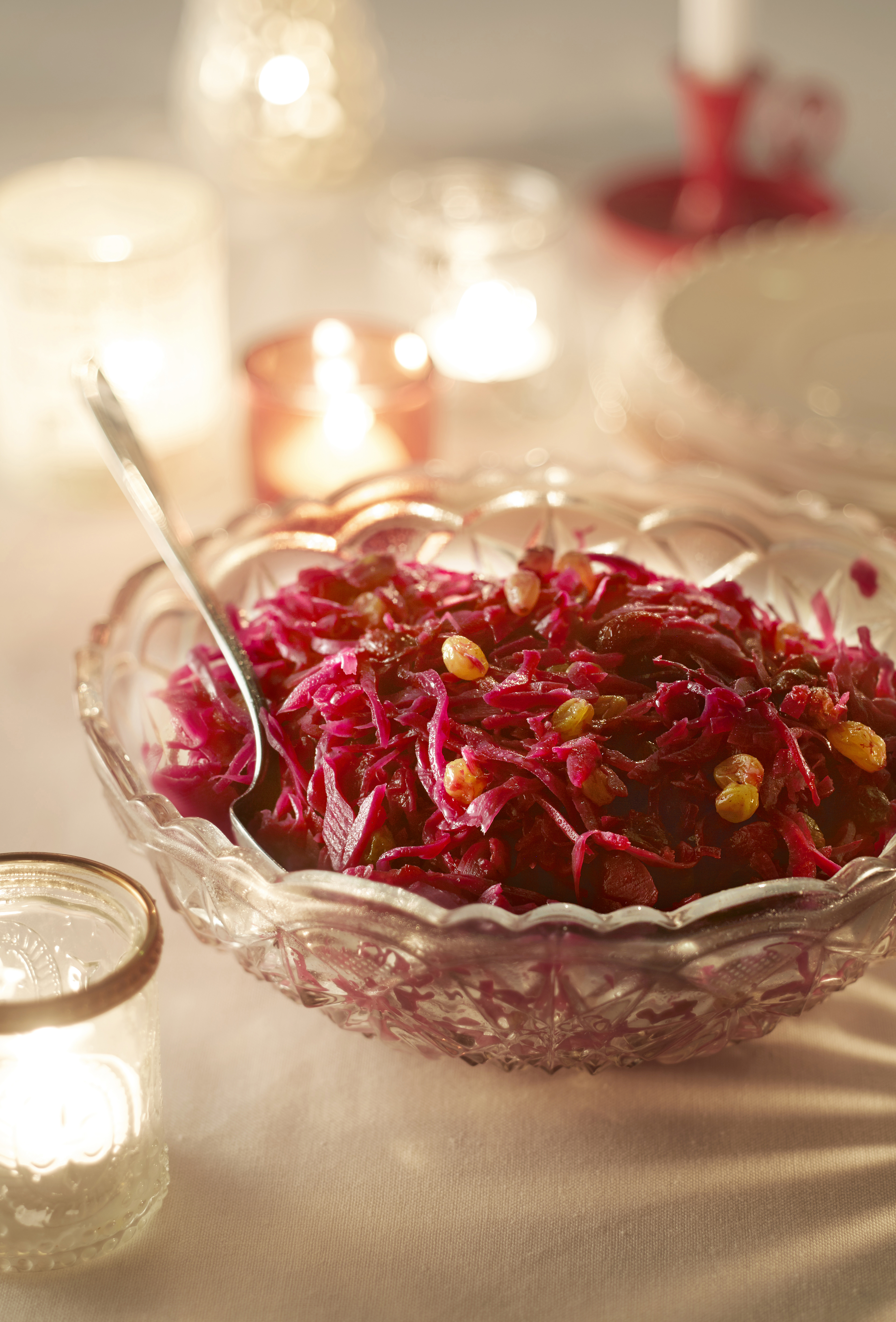 Rodekool met appel, cranberry's en rozijnen