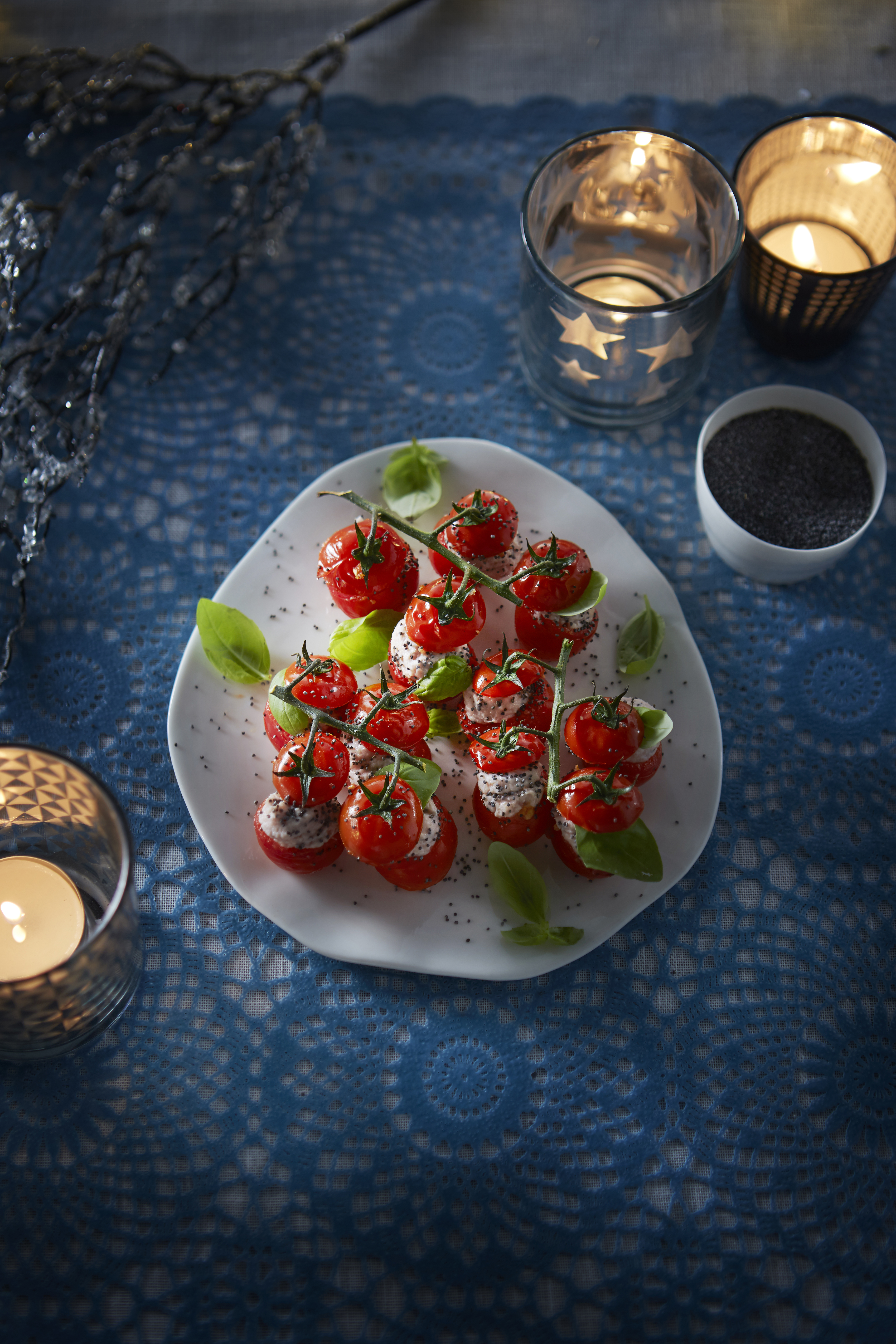 Tomaatjes met roomham