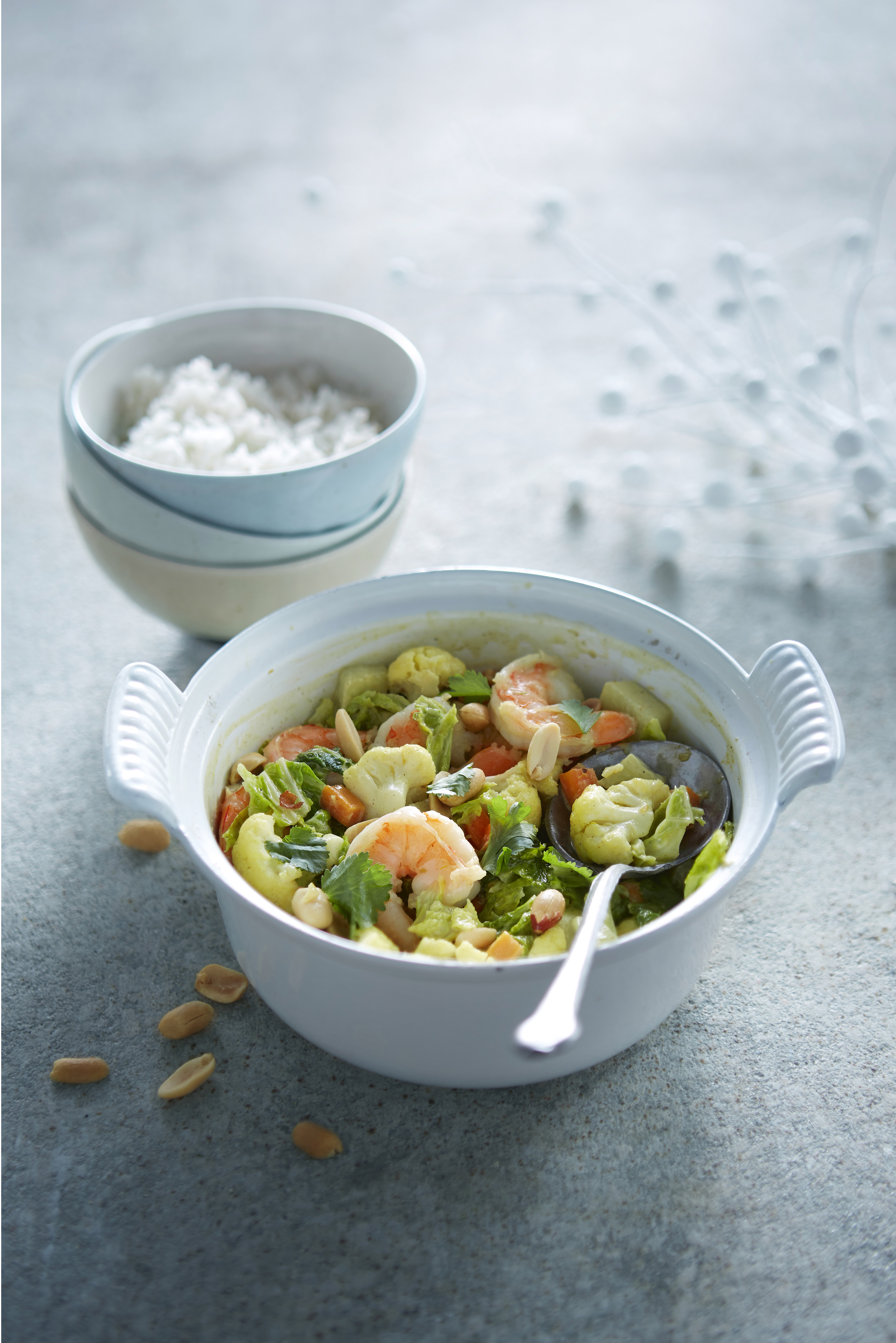 Groentecurry met garnalen