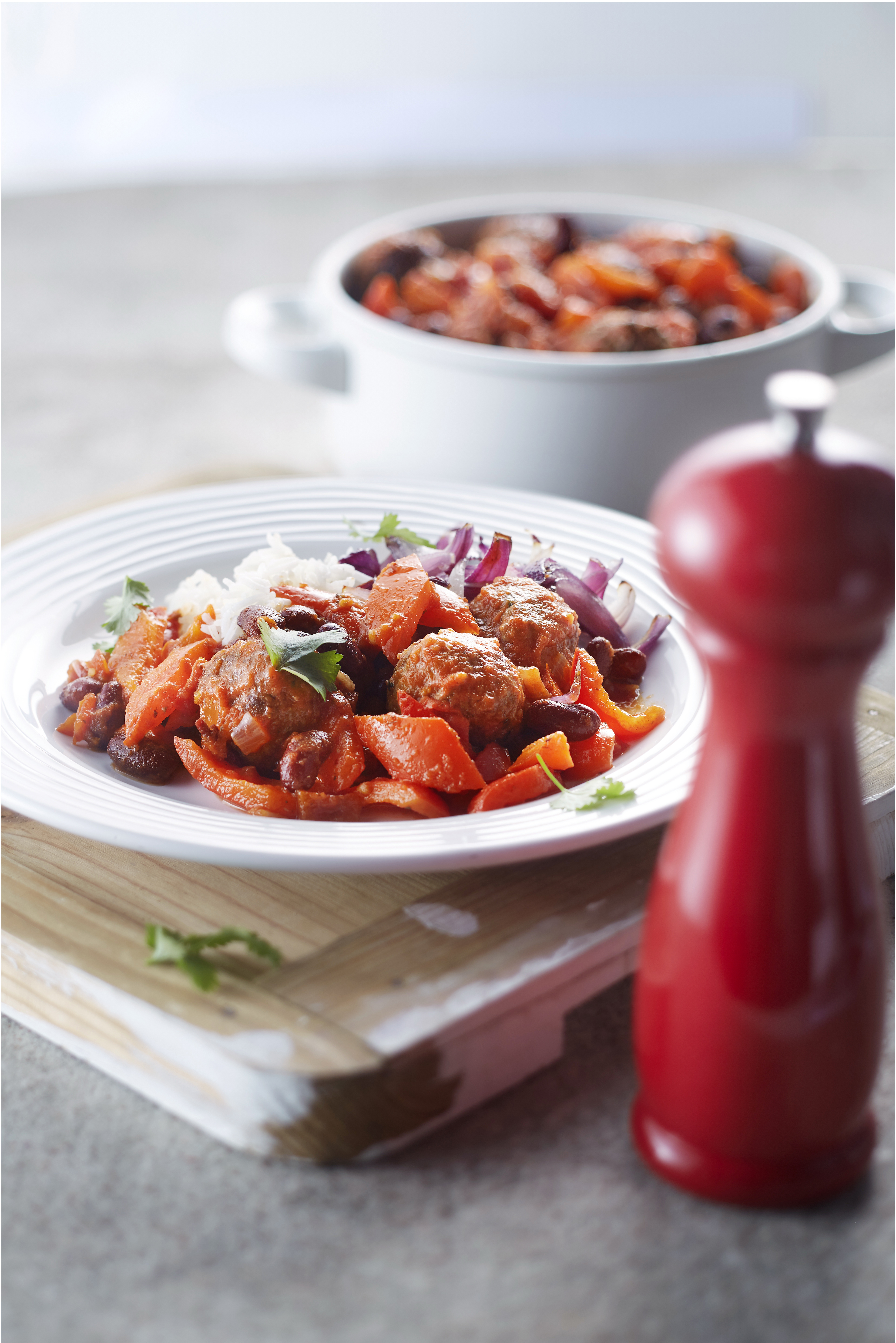 Chili met kidneybonen en gehaktballetjes