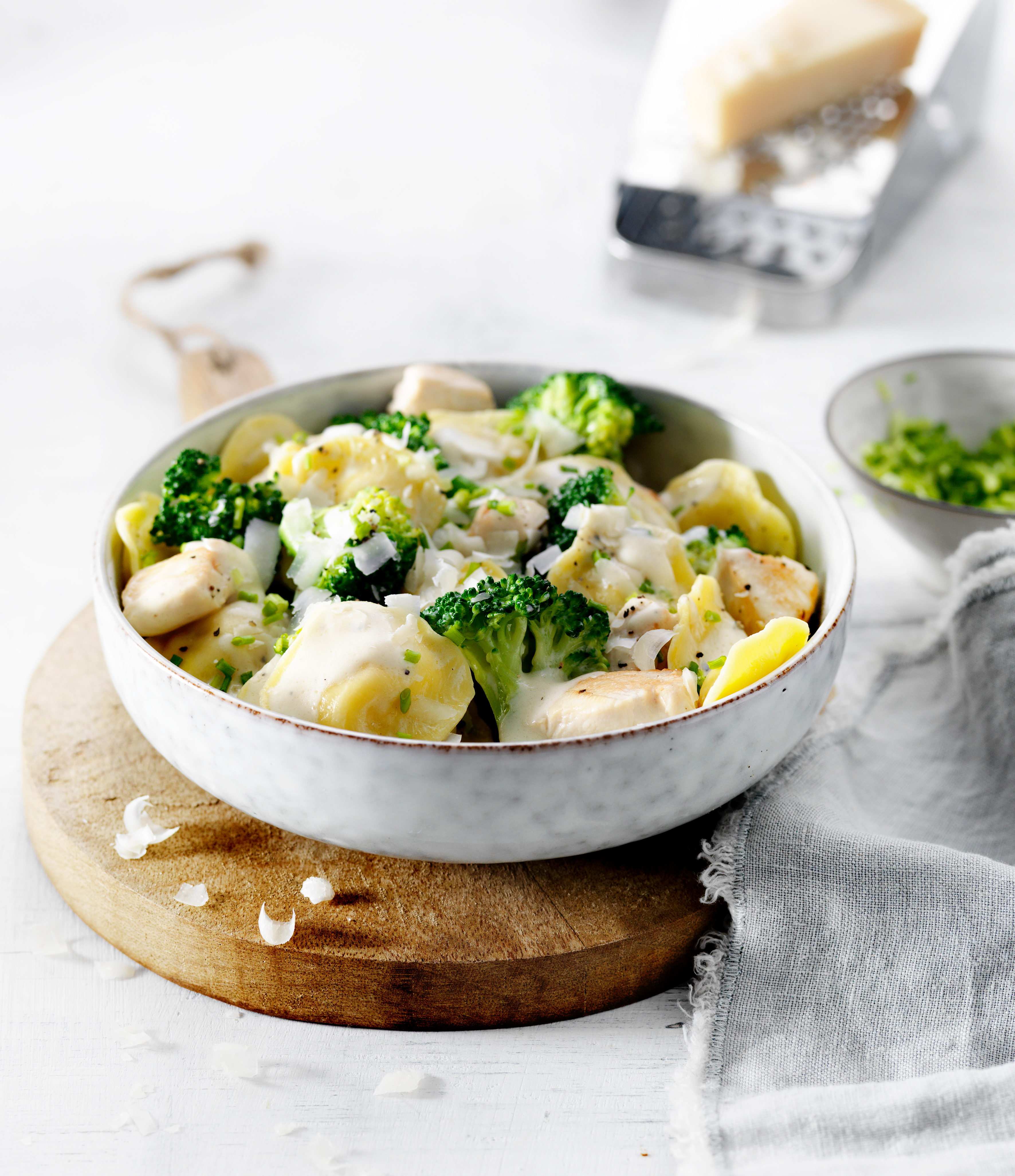 Kaasravioli met kip en citroensaus