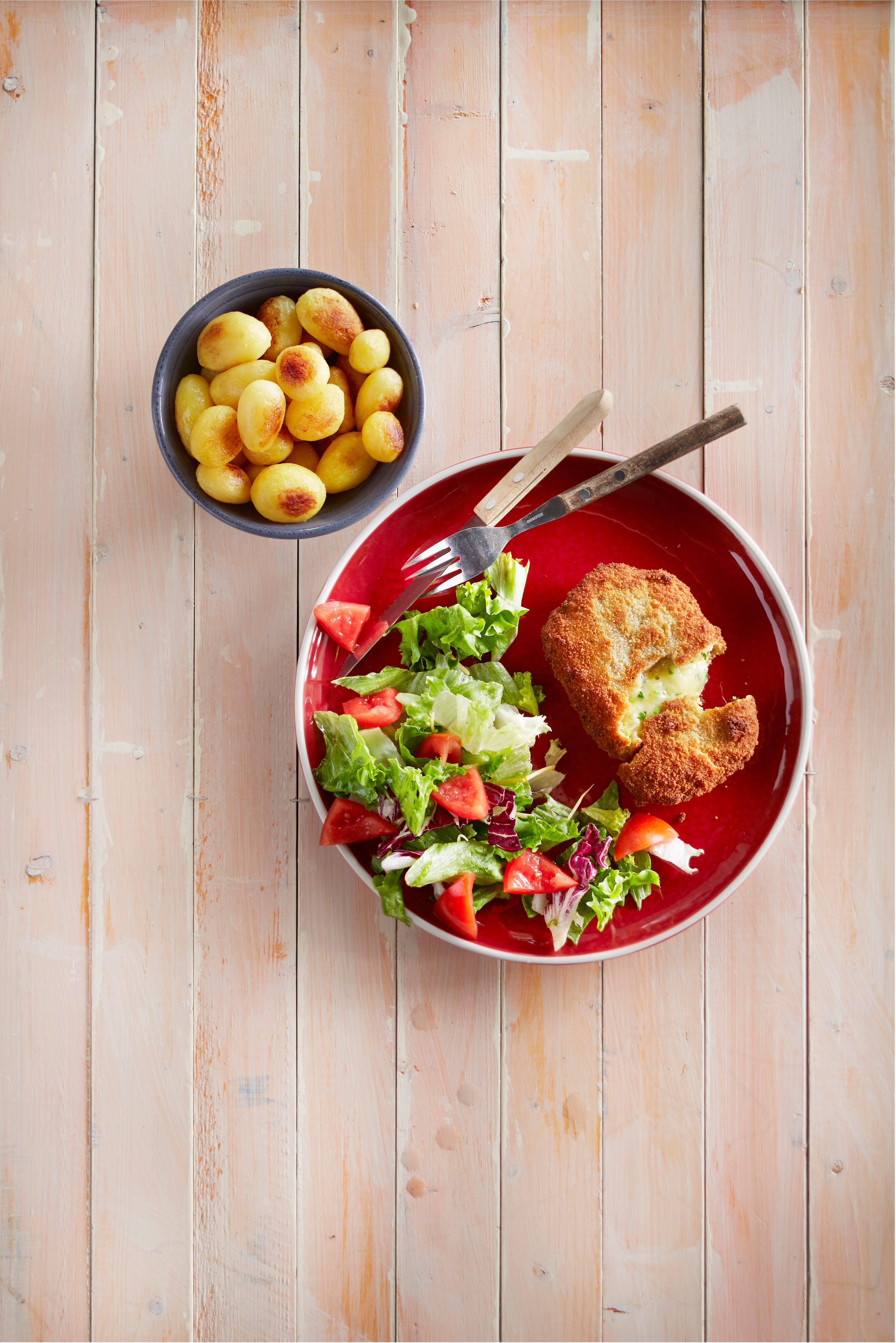 Kaasschnitzel met gember en tuinkruiden