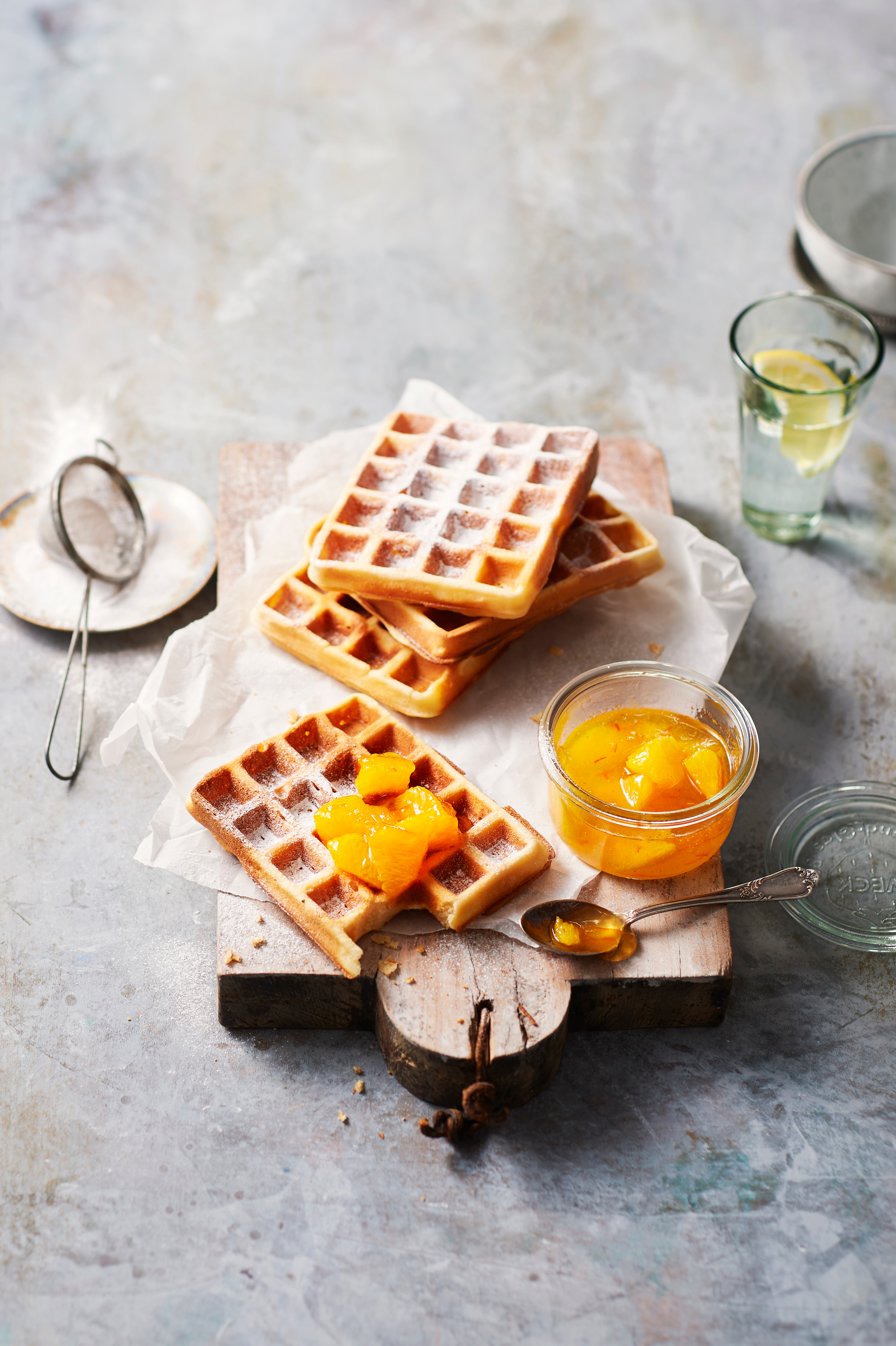Wafels met sinaasappel en kardemom