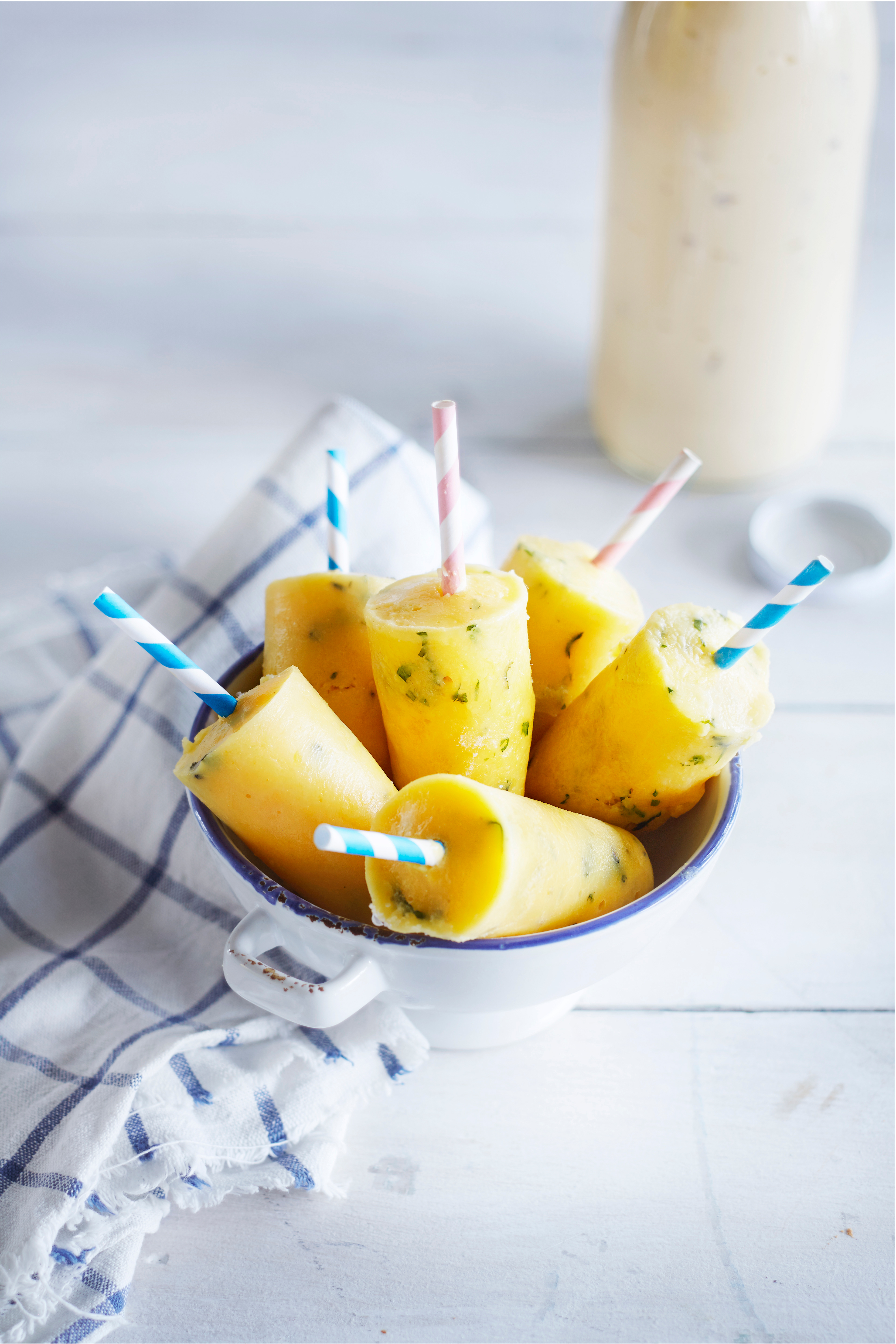 Vla-ijsjes met mango en munt