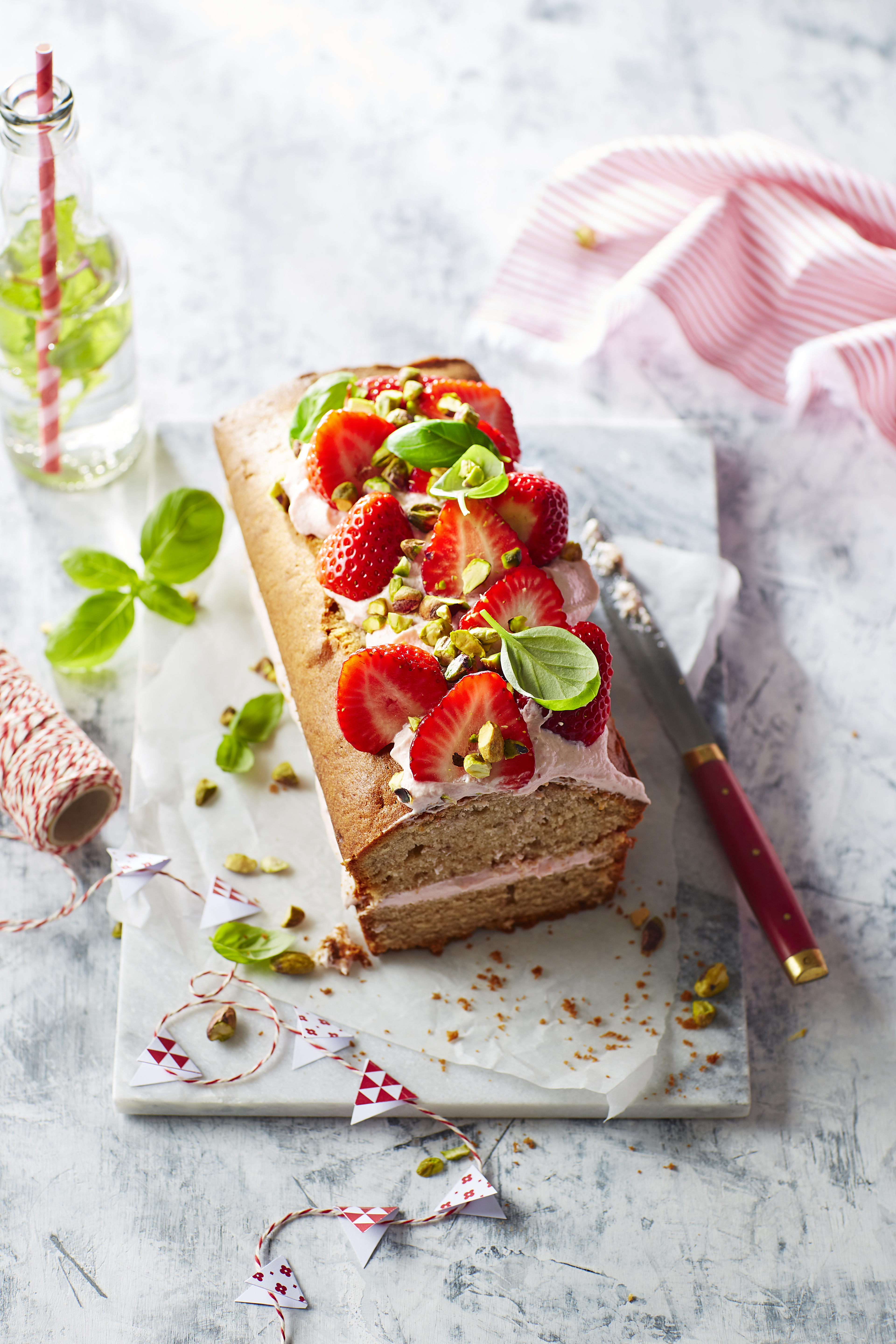 Pink strawberry cake