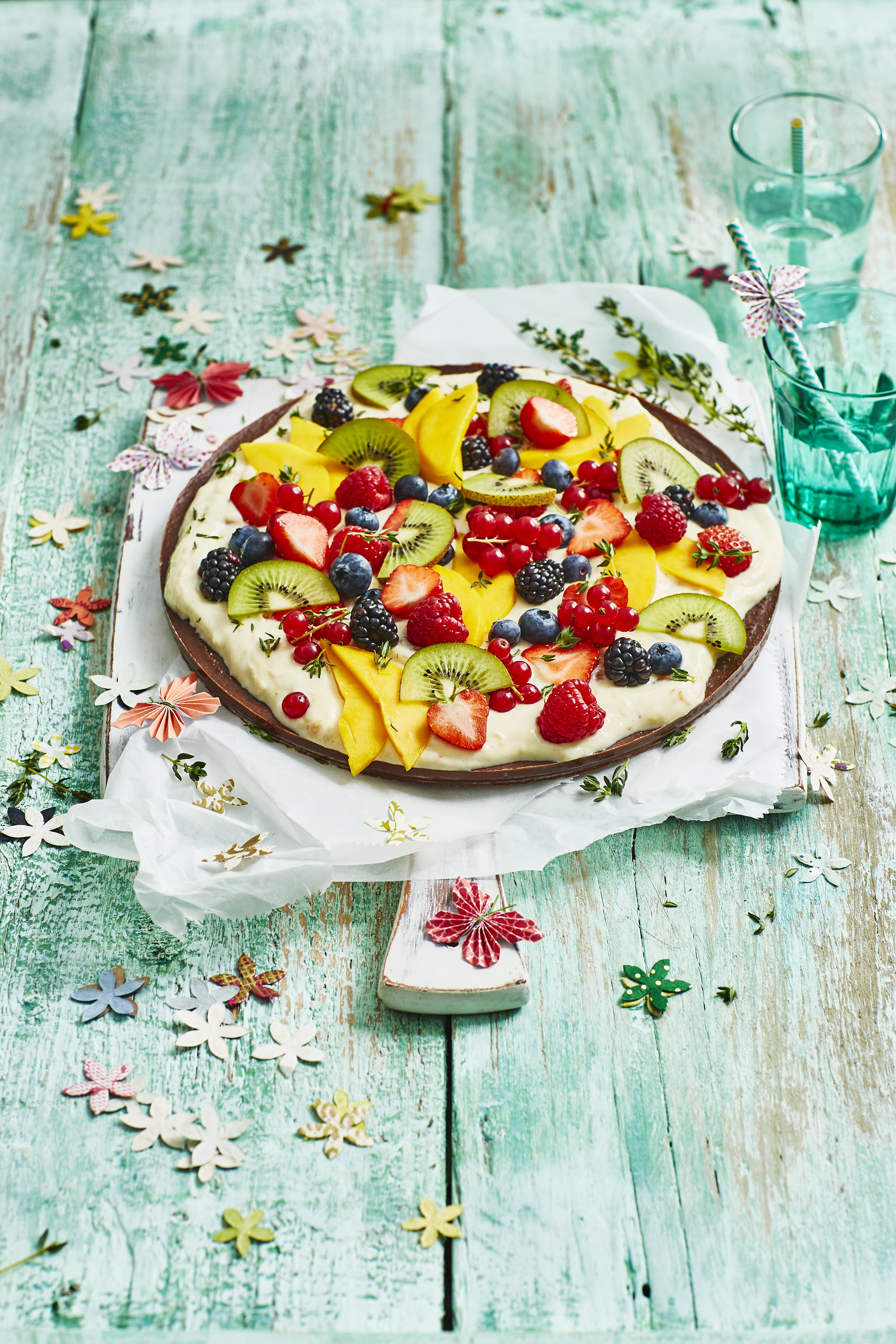 Fruitpizza met cookiebodem