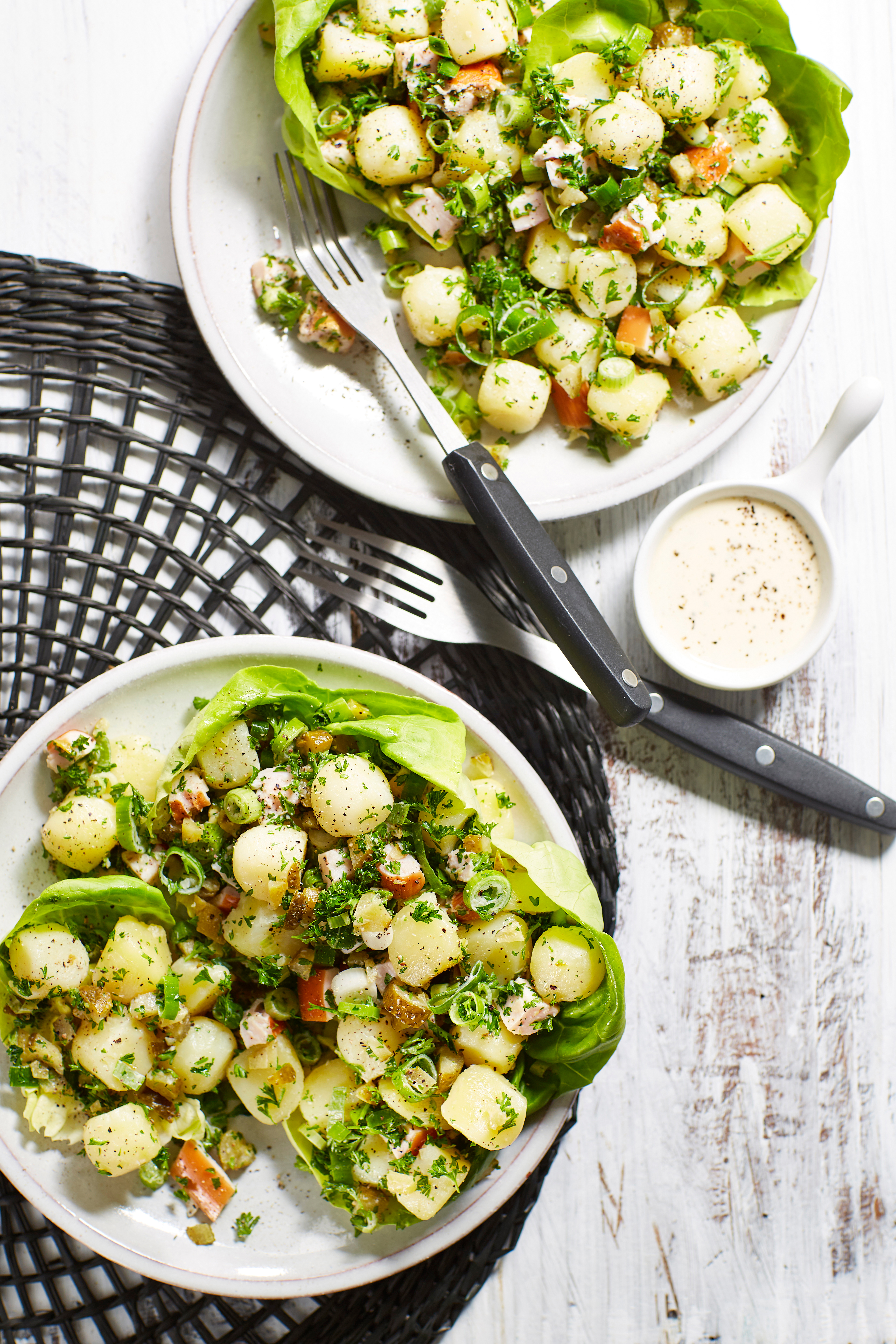 Krieltjessalade met gerookte kip