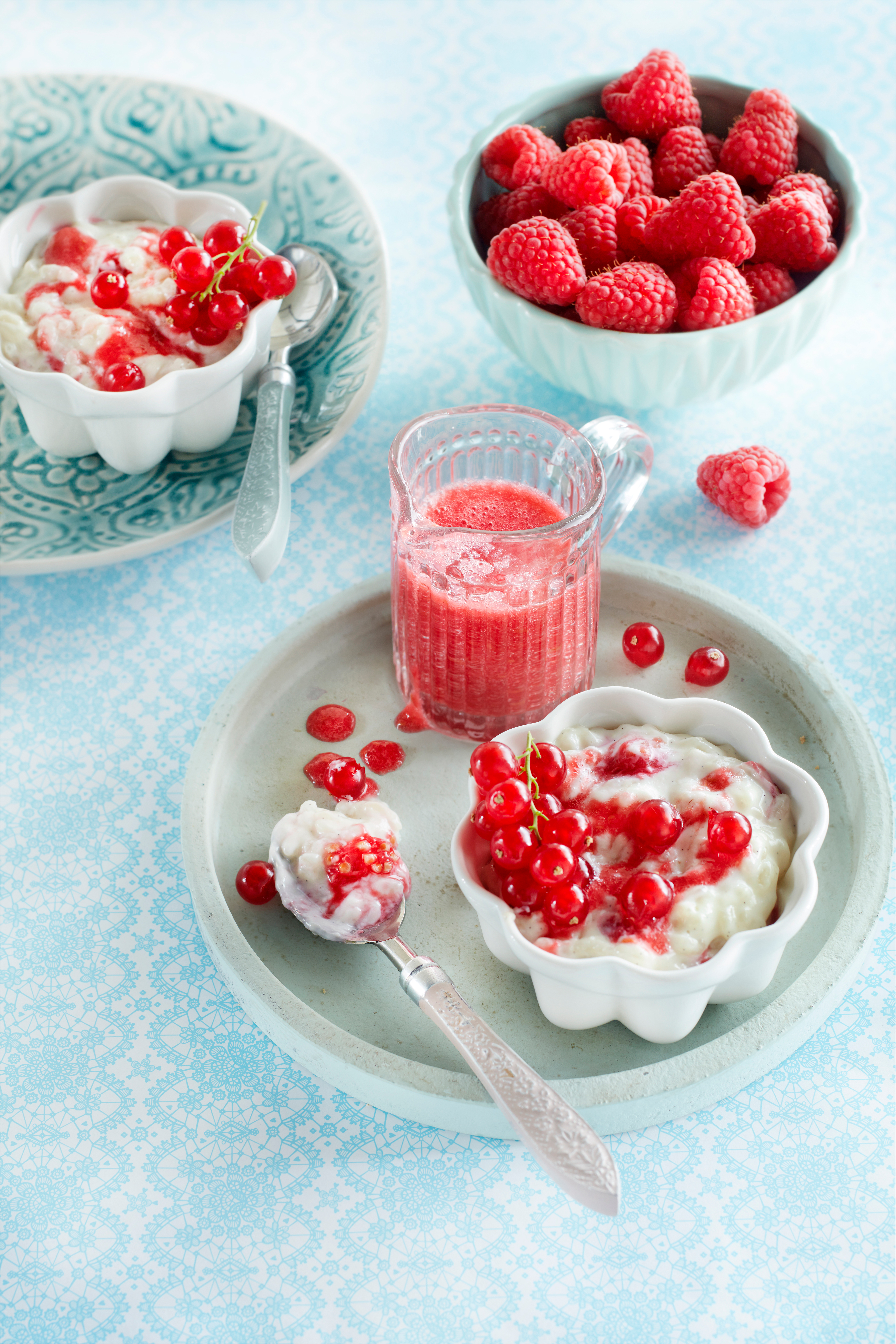 Vanille-risotto met rode bessen en frambozencoulis