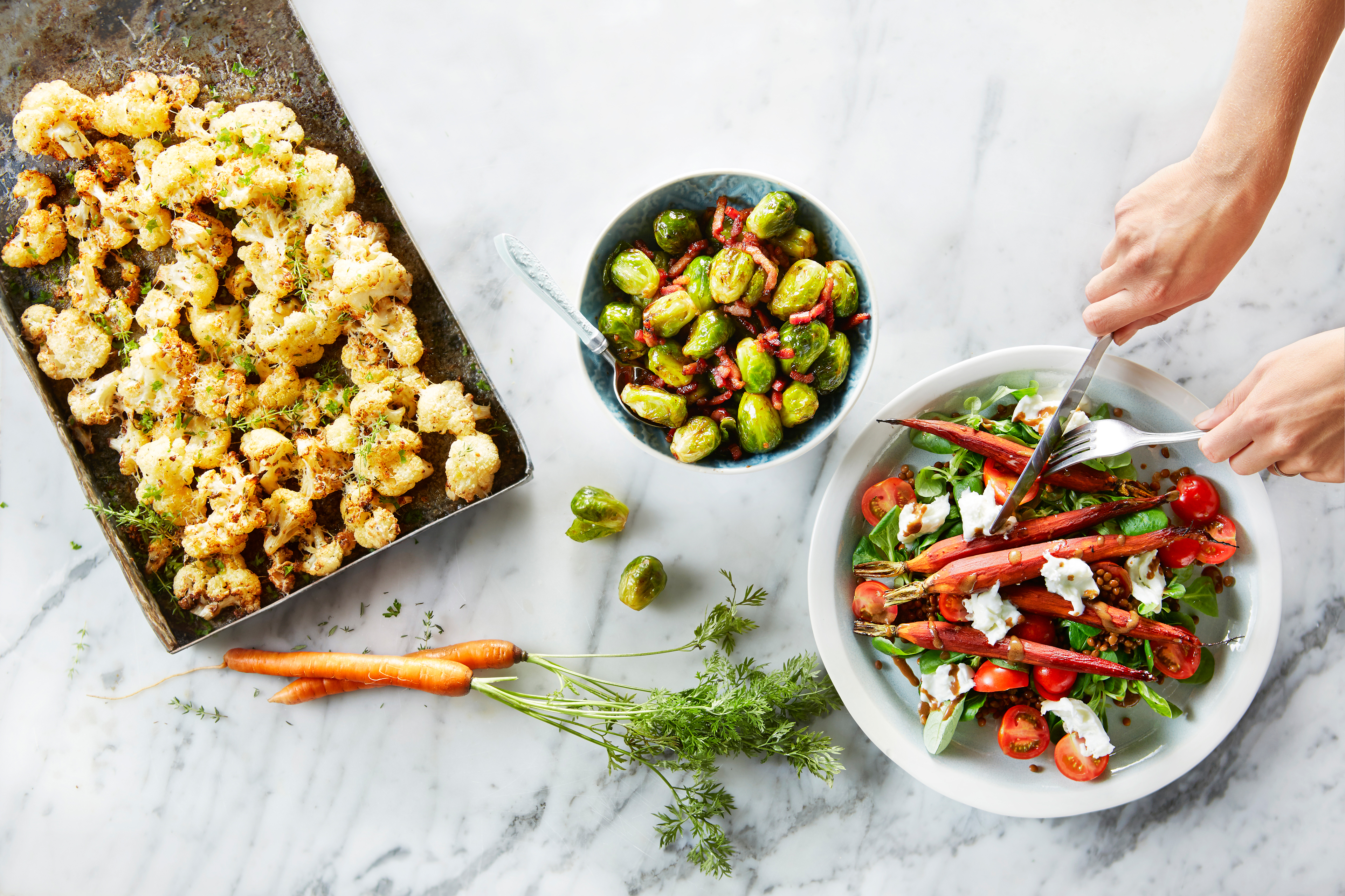 Linzensalade met balsamico-worteltjes