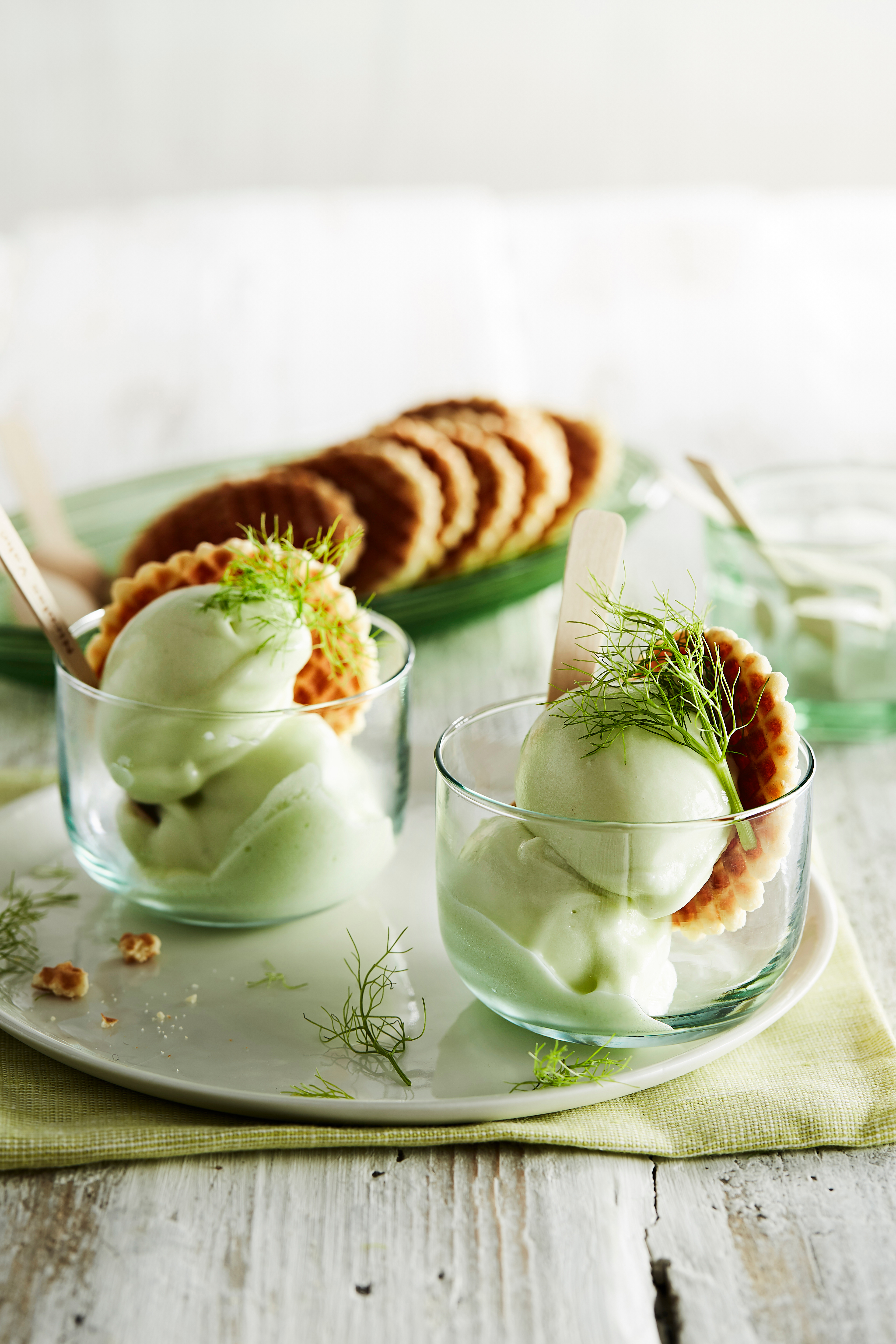 Venkelsorbet met munt en citrus