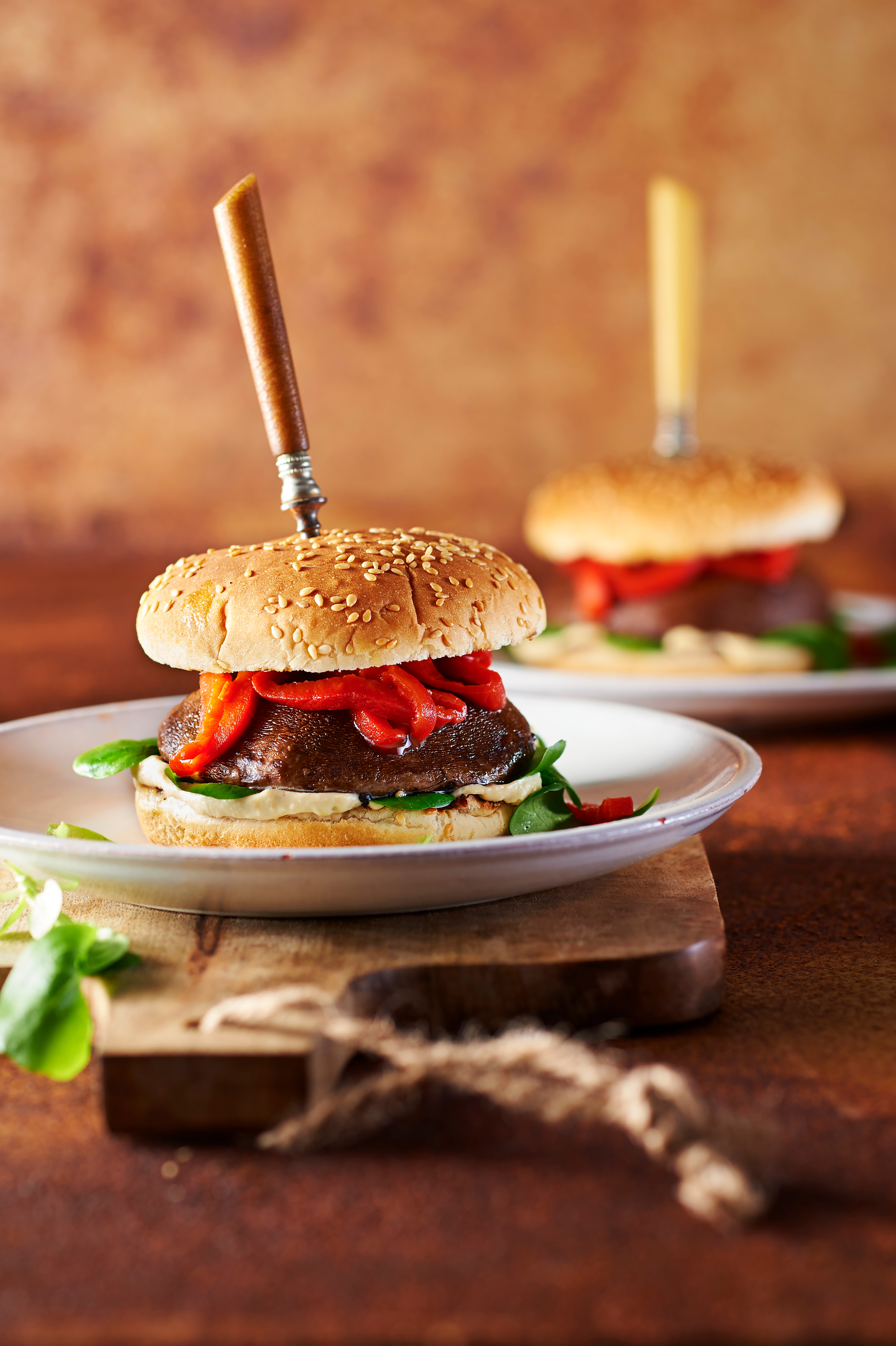 Portobelloburger met gegrilde paprika