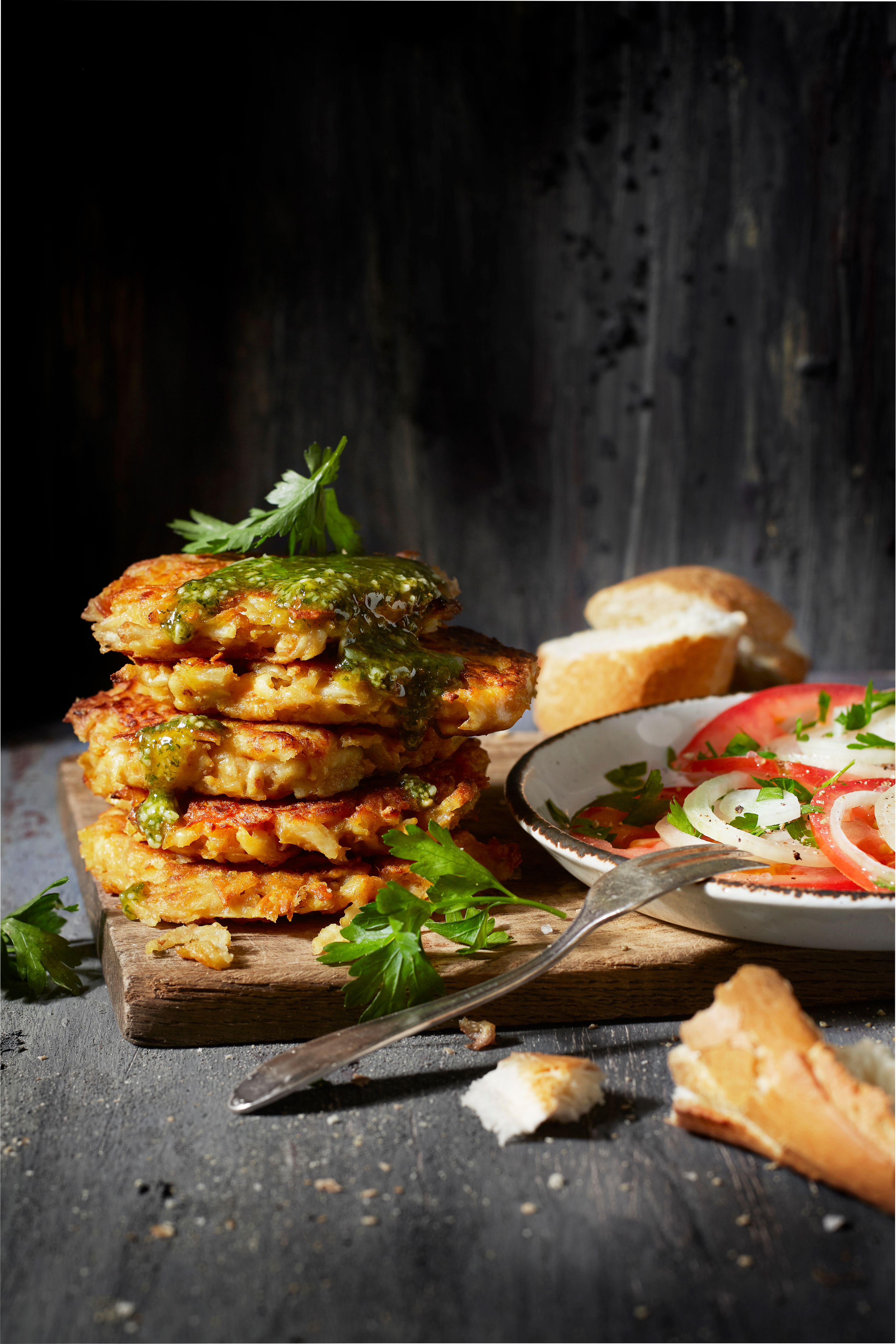 Rösti van knolselderij met peterseliepesto