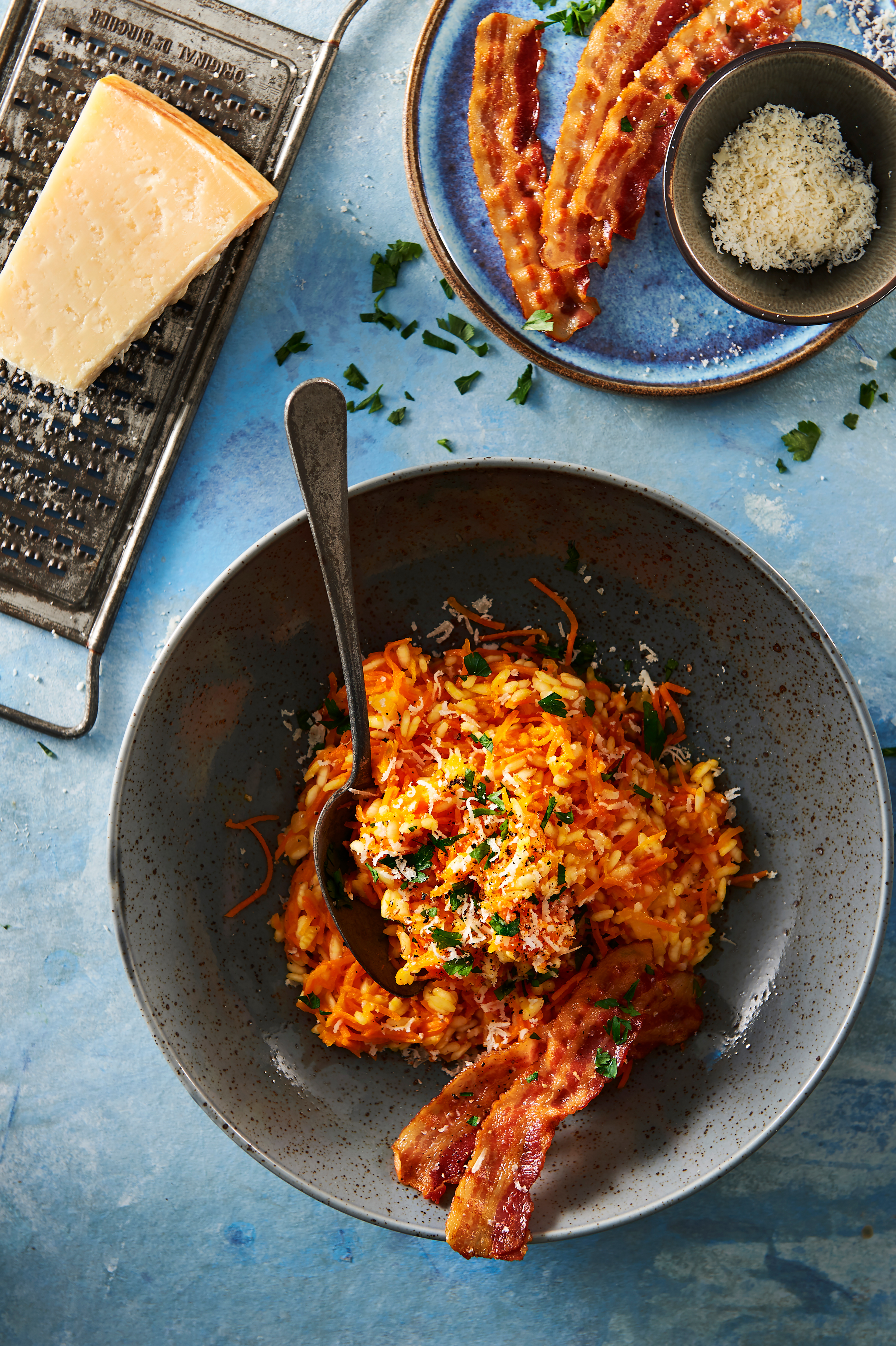 Wortelrisotto met krokant spek