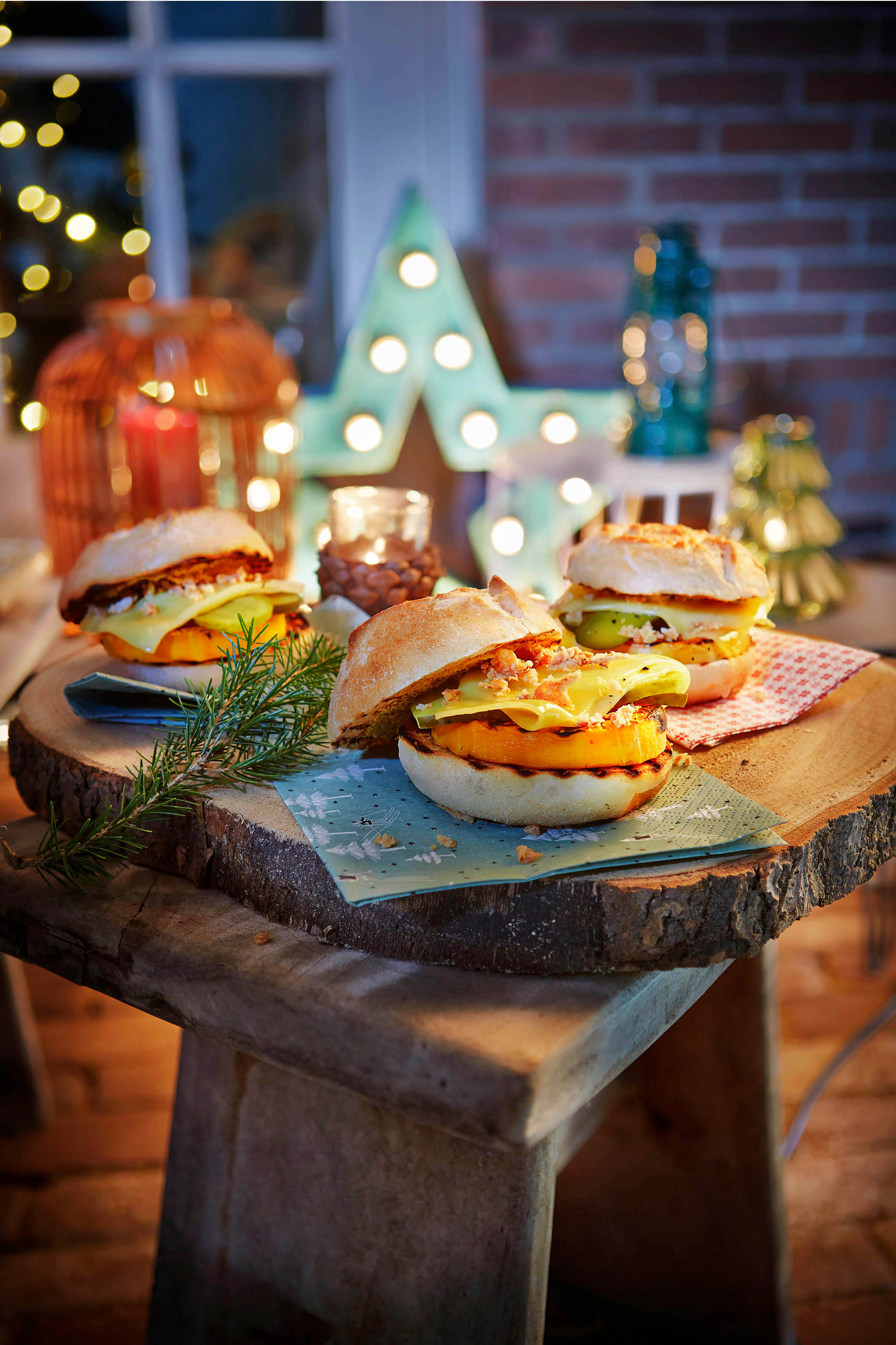 Pompoen-cheeseburgers