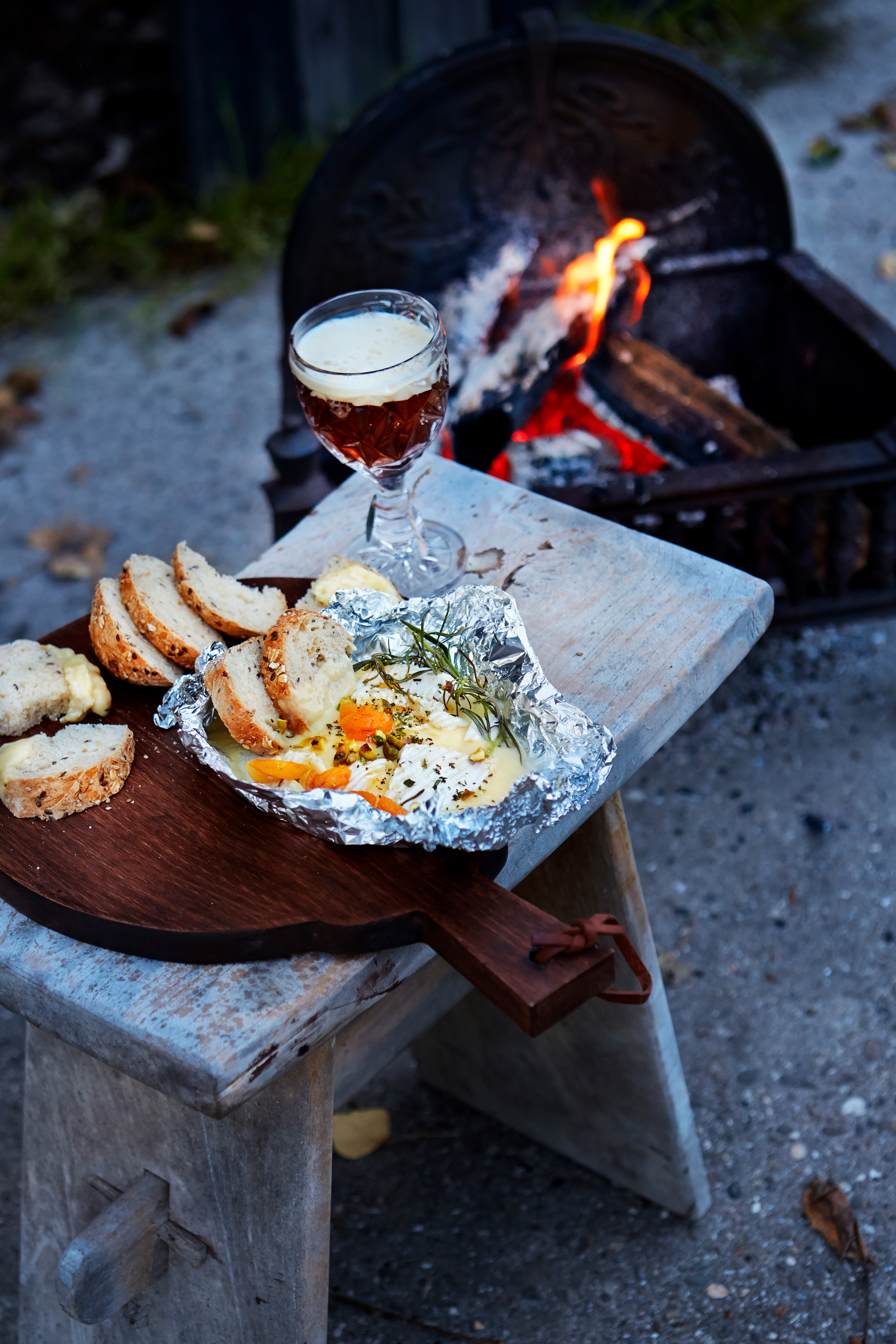 Mini kaasfondue met pistache en abrikozen