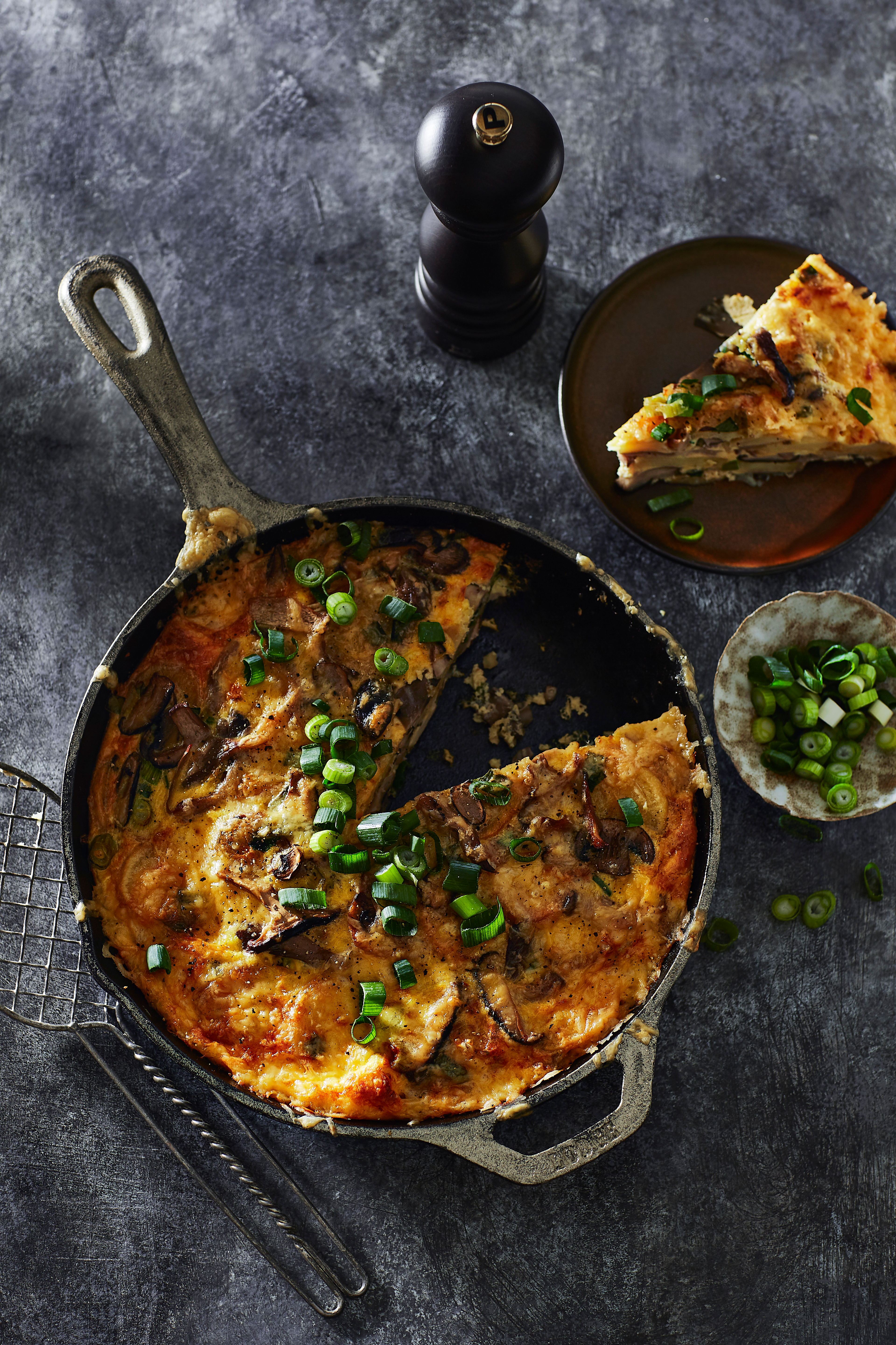 Aardappelfrittata met paddenstoelen