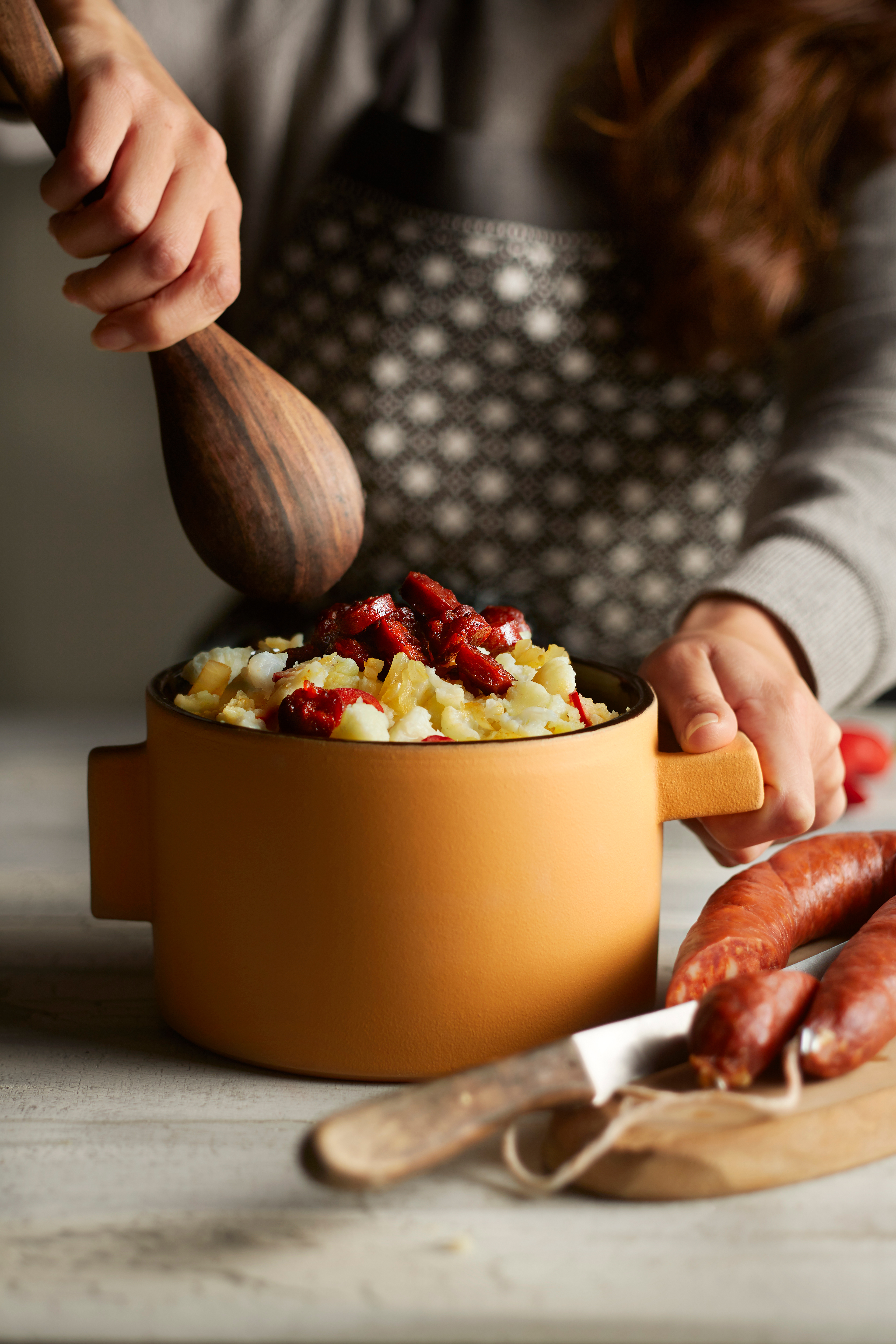 Spicy bloemkoolstamppot met krokante chorizo