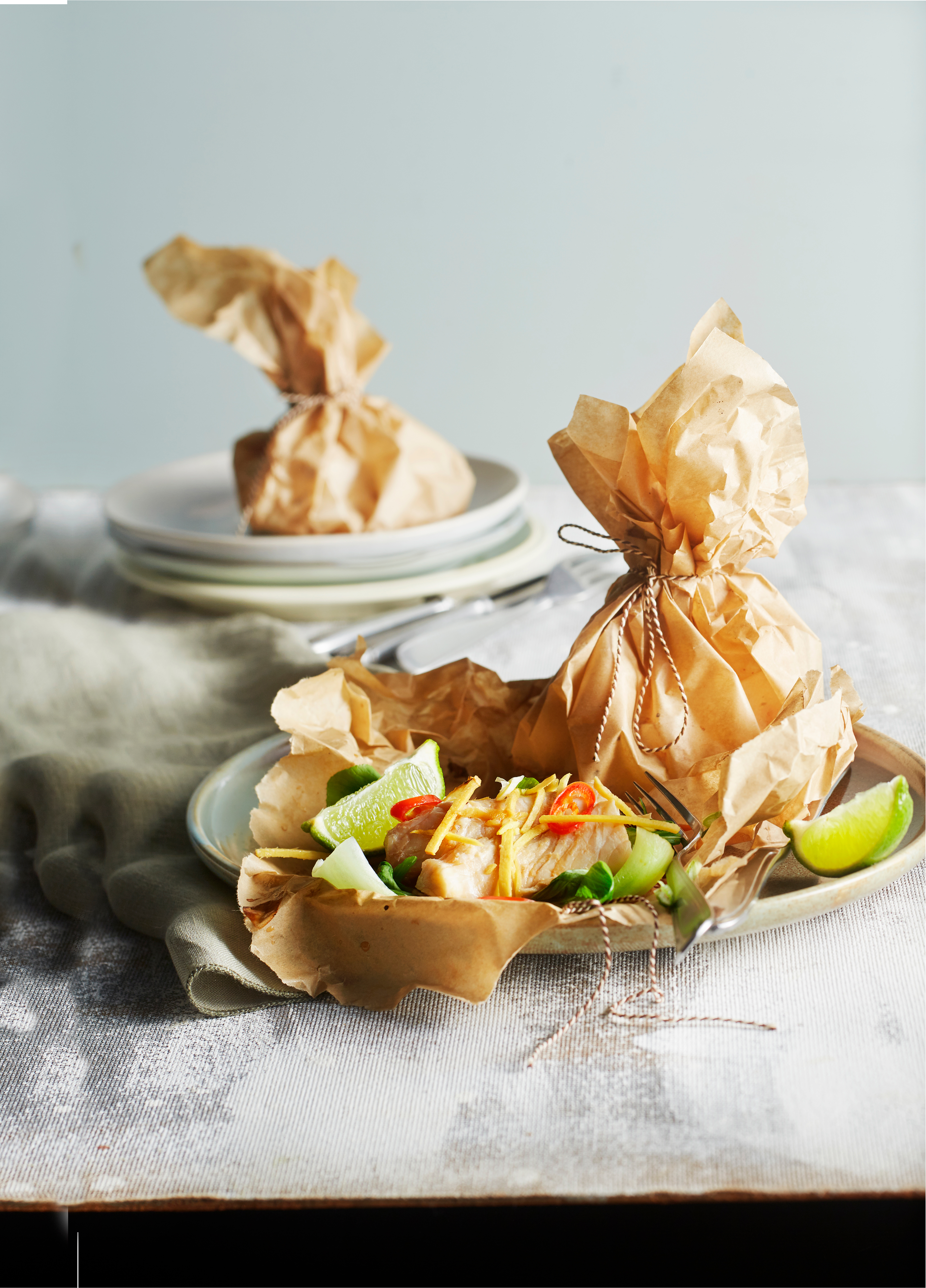 Vis en papillotte met gember