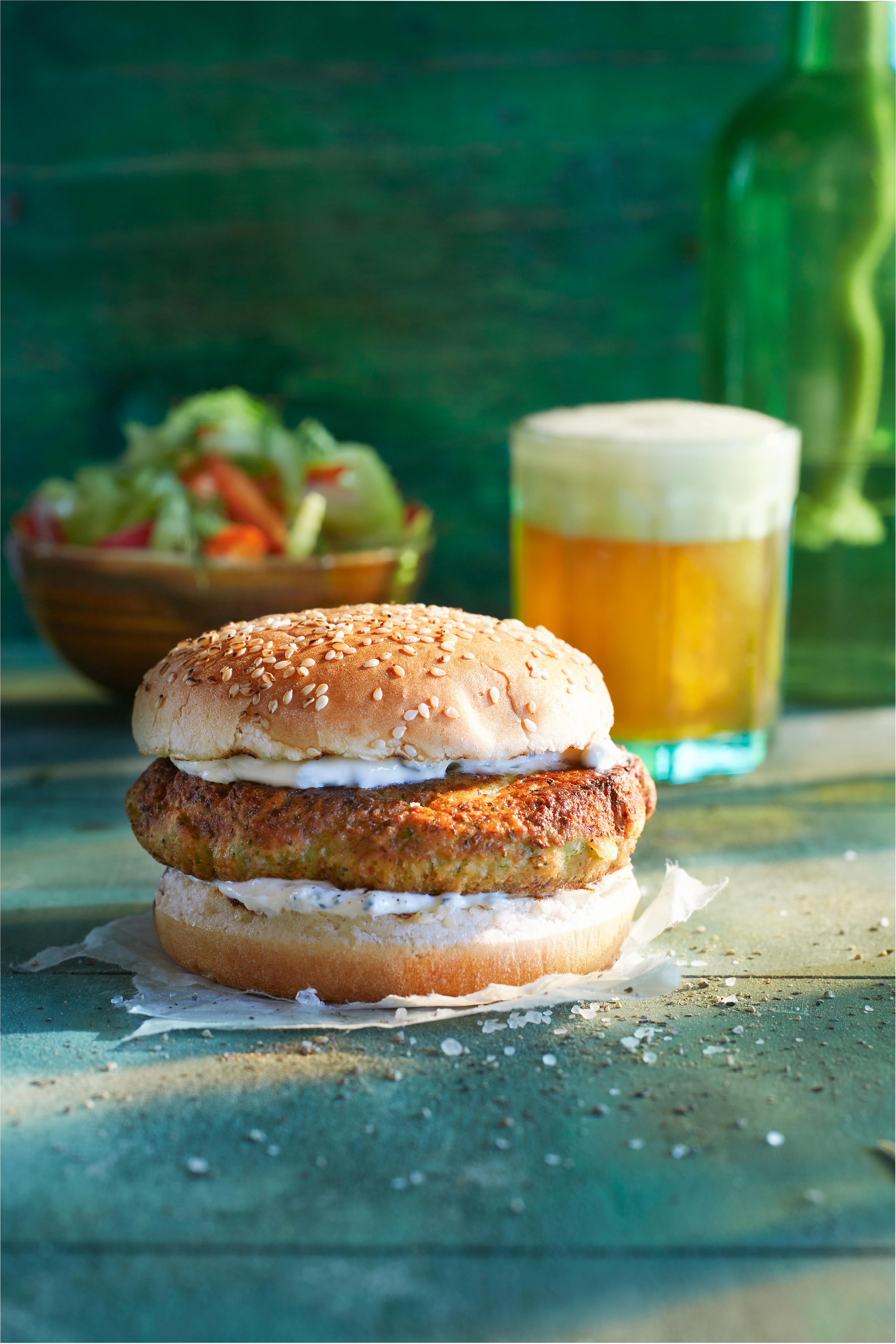 Broccoliburger met romige blauwe kaas