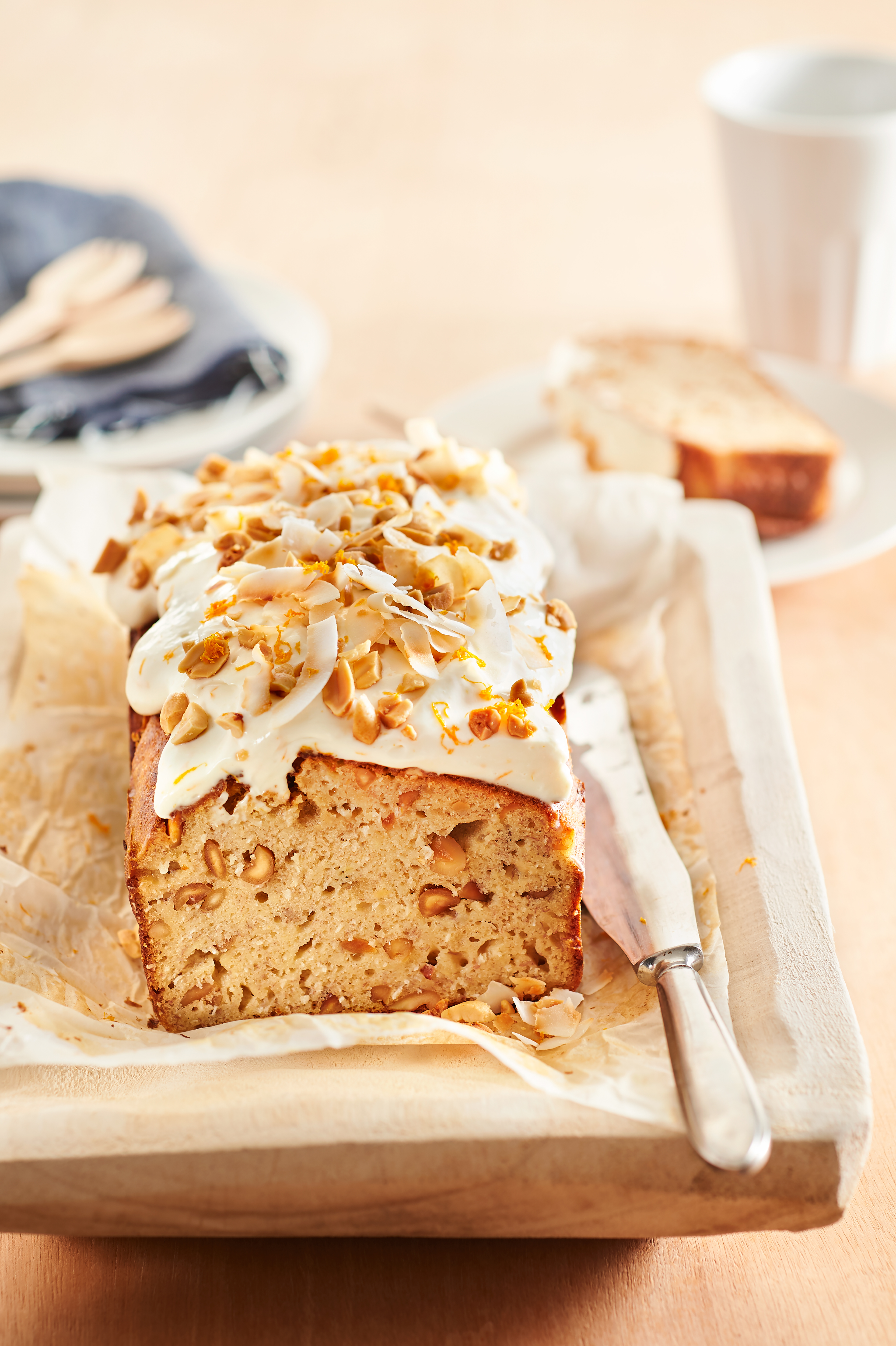 Pinda-bananencake met kokos