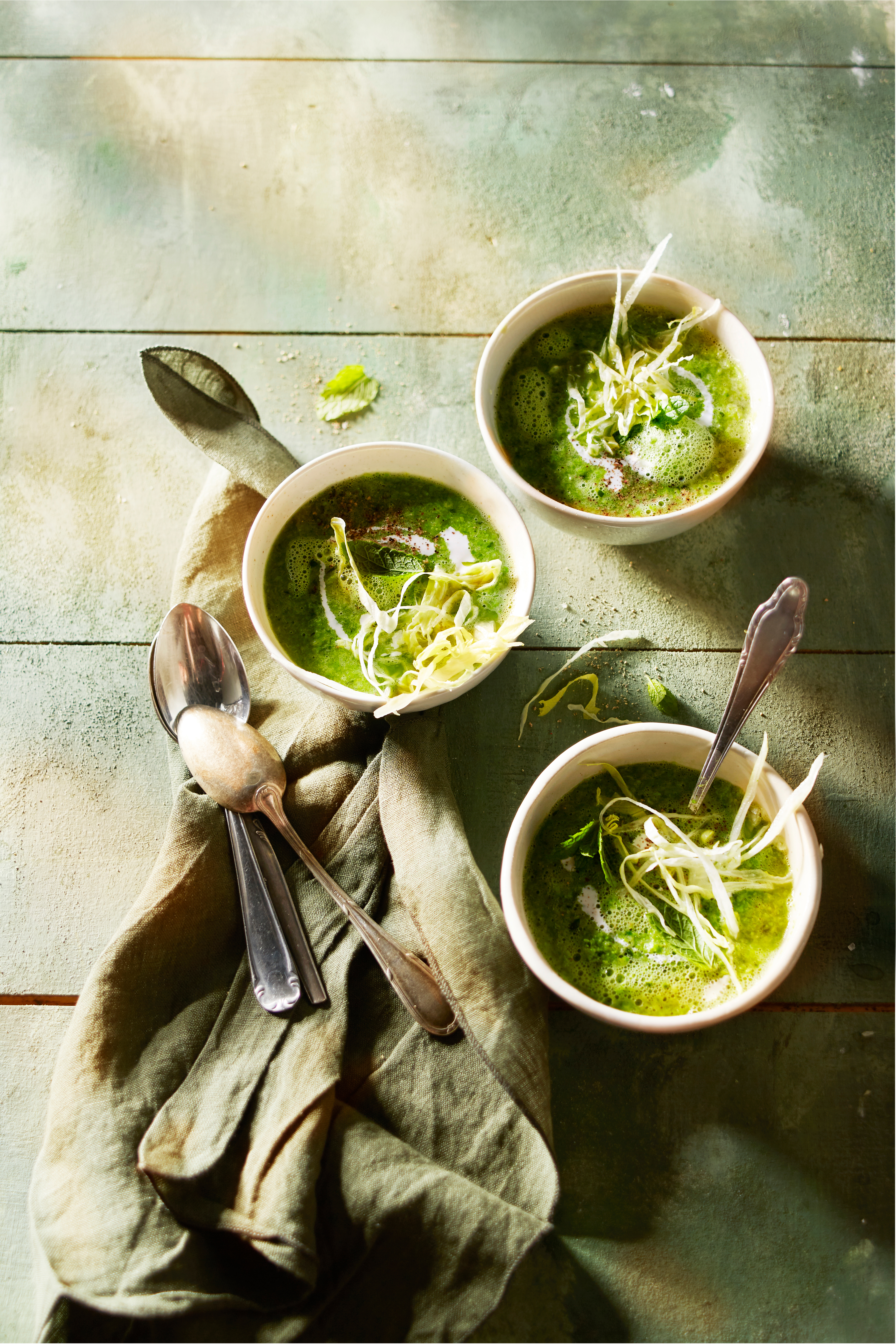 Romige slasoep met munt