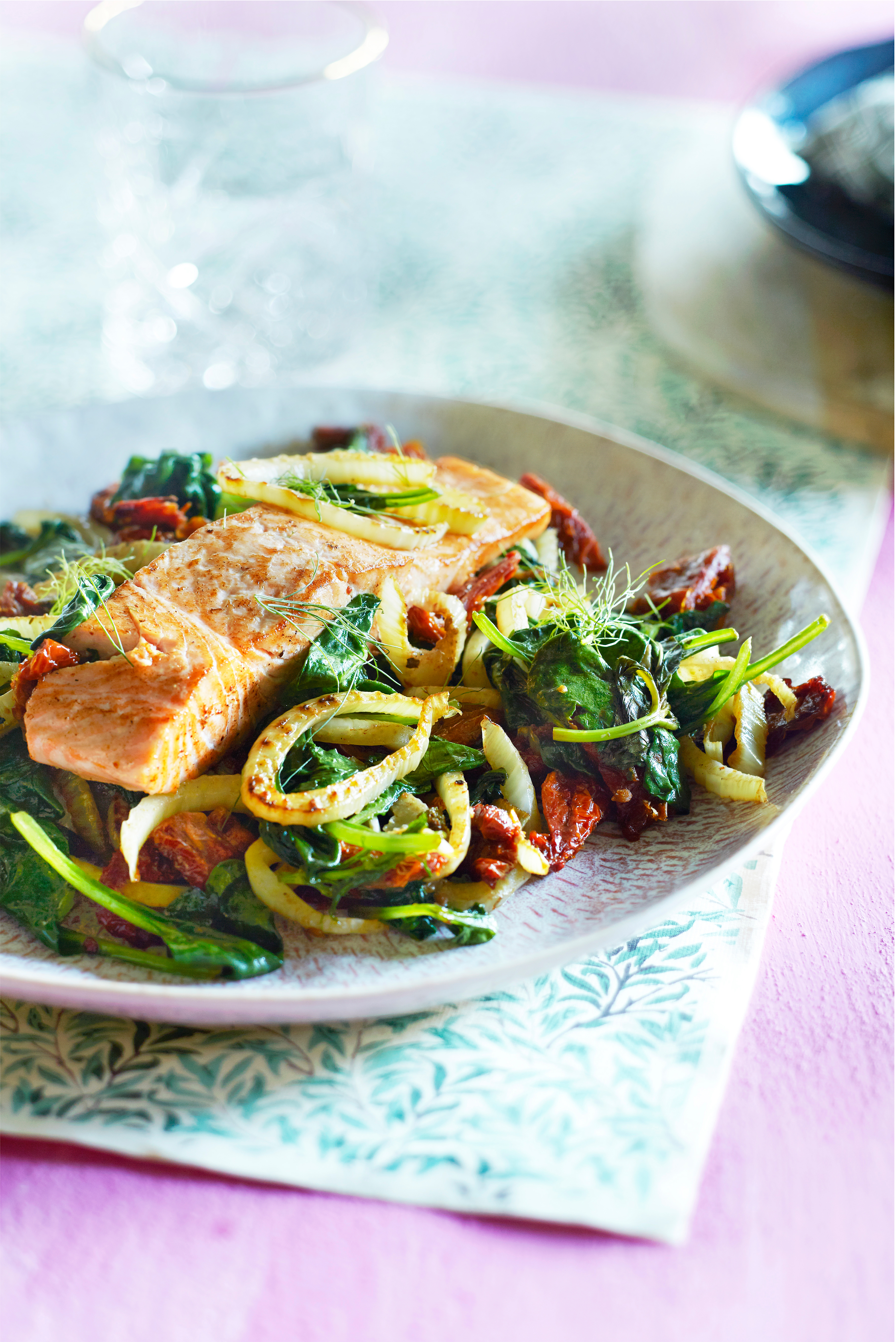 Zalm met venkel en spinazie