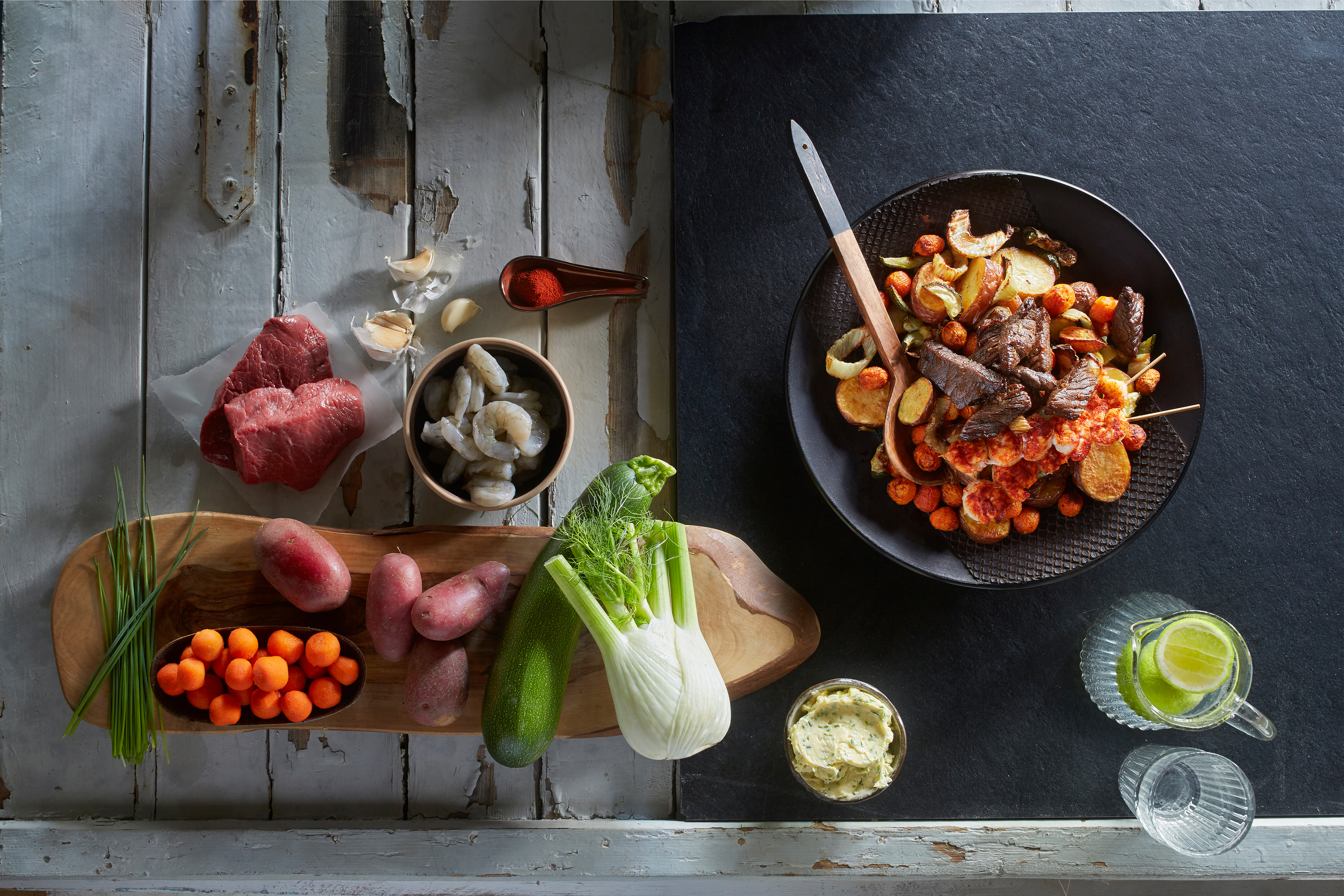 Surf & turf van de bakplaat