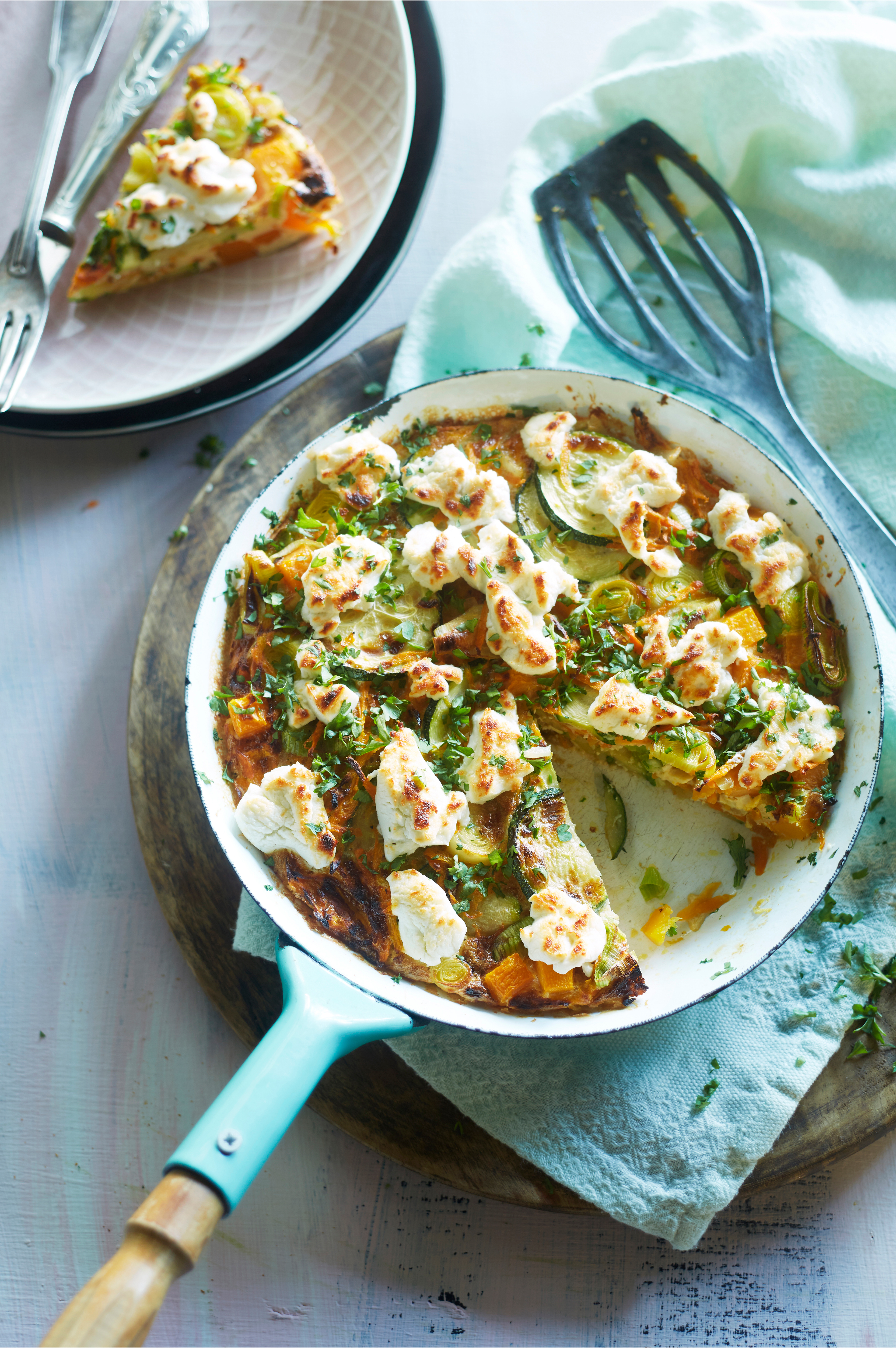 Frittata met pompoen en geitenkaas