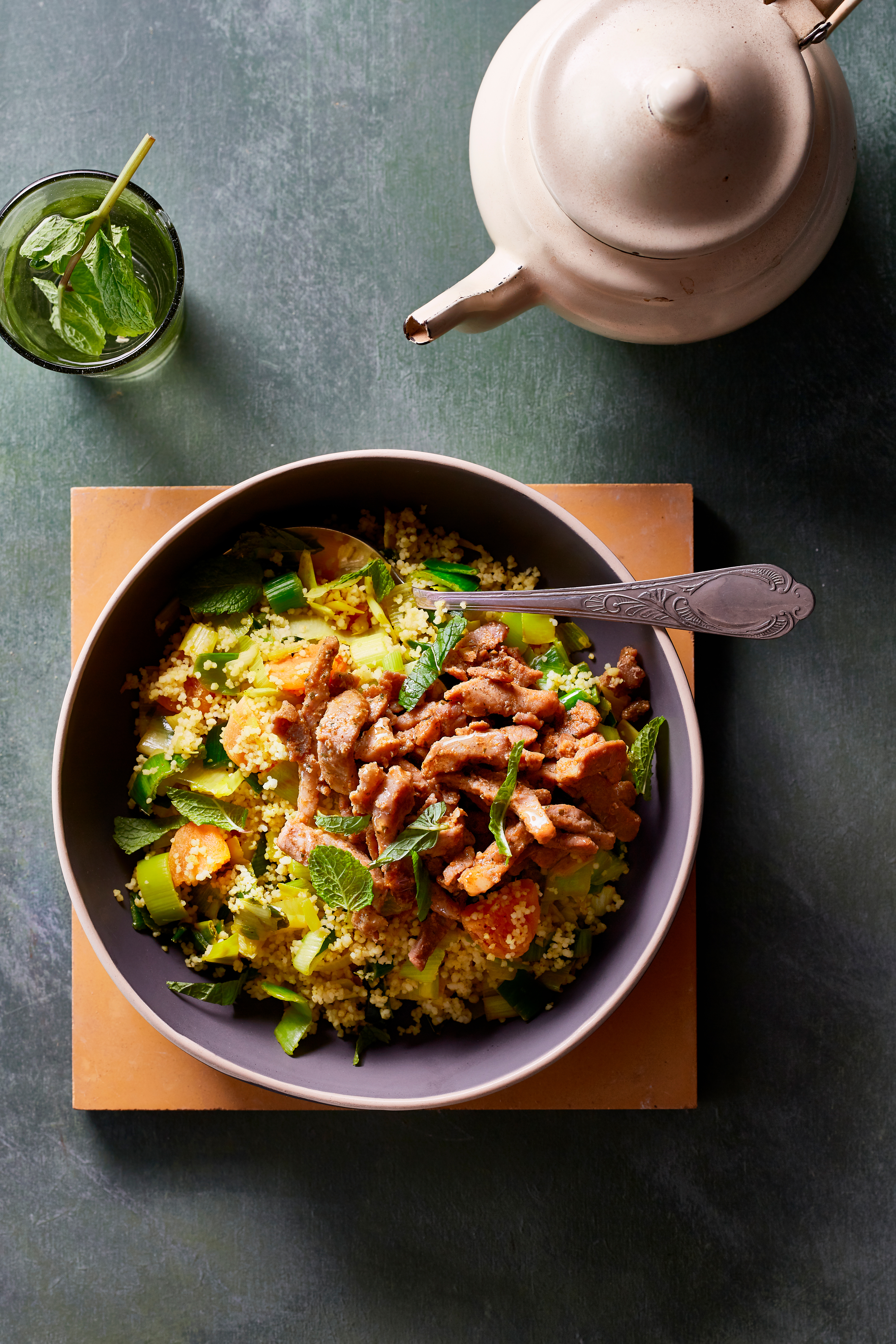 Shoarma met prei en couscous