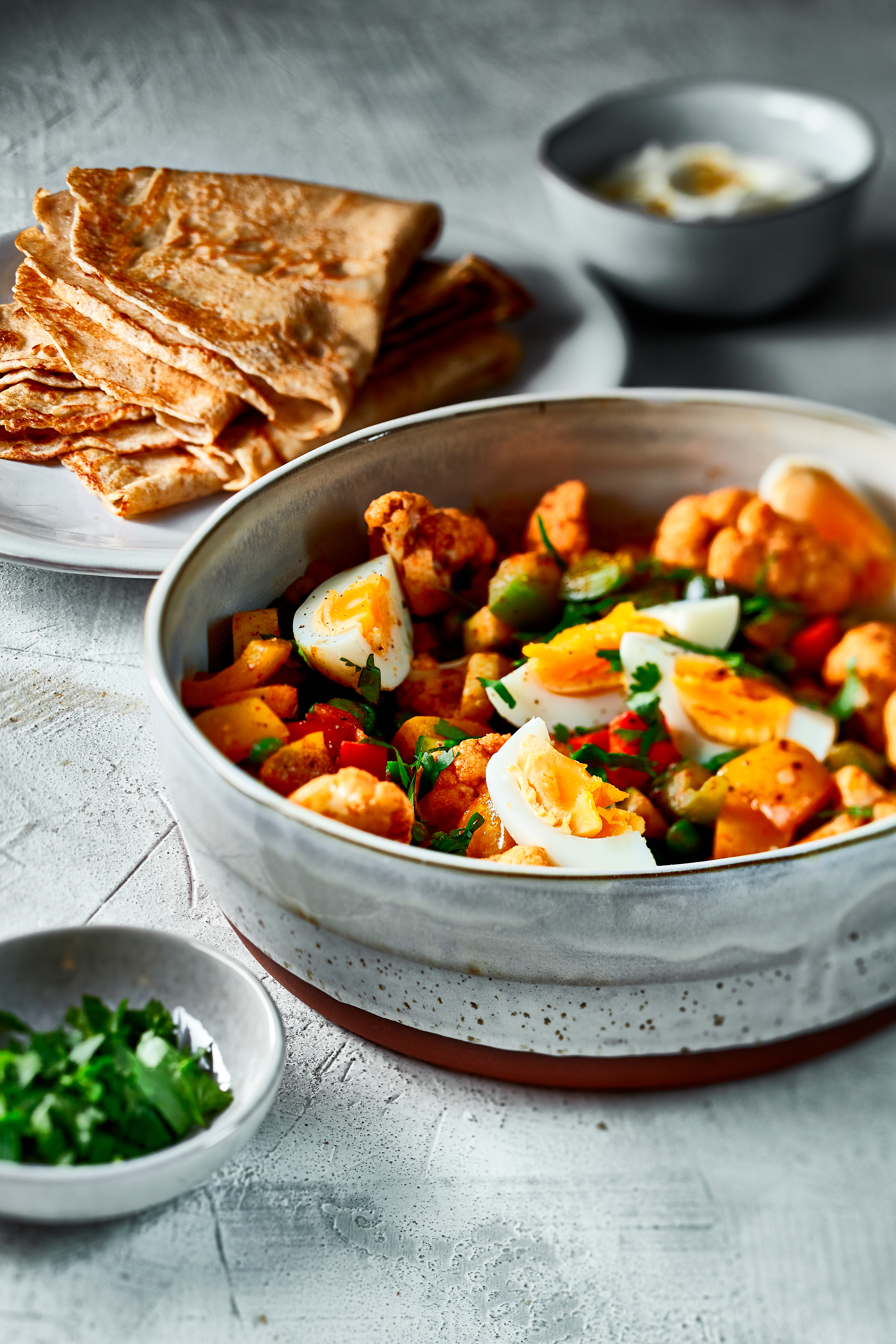 Pannenkoek met vega curry