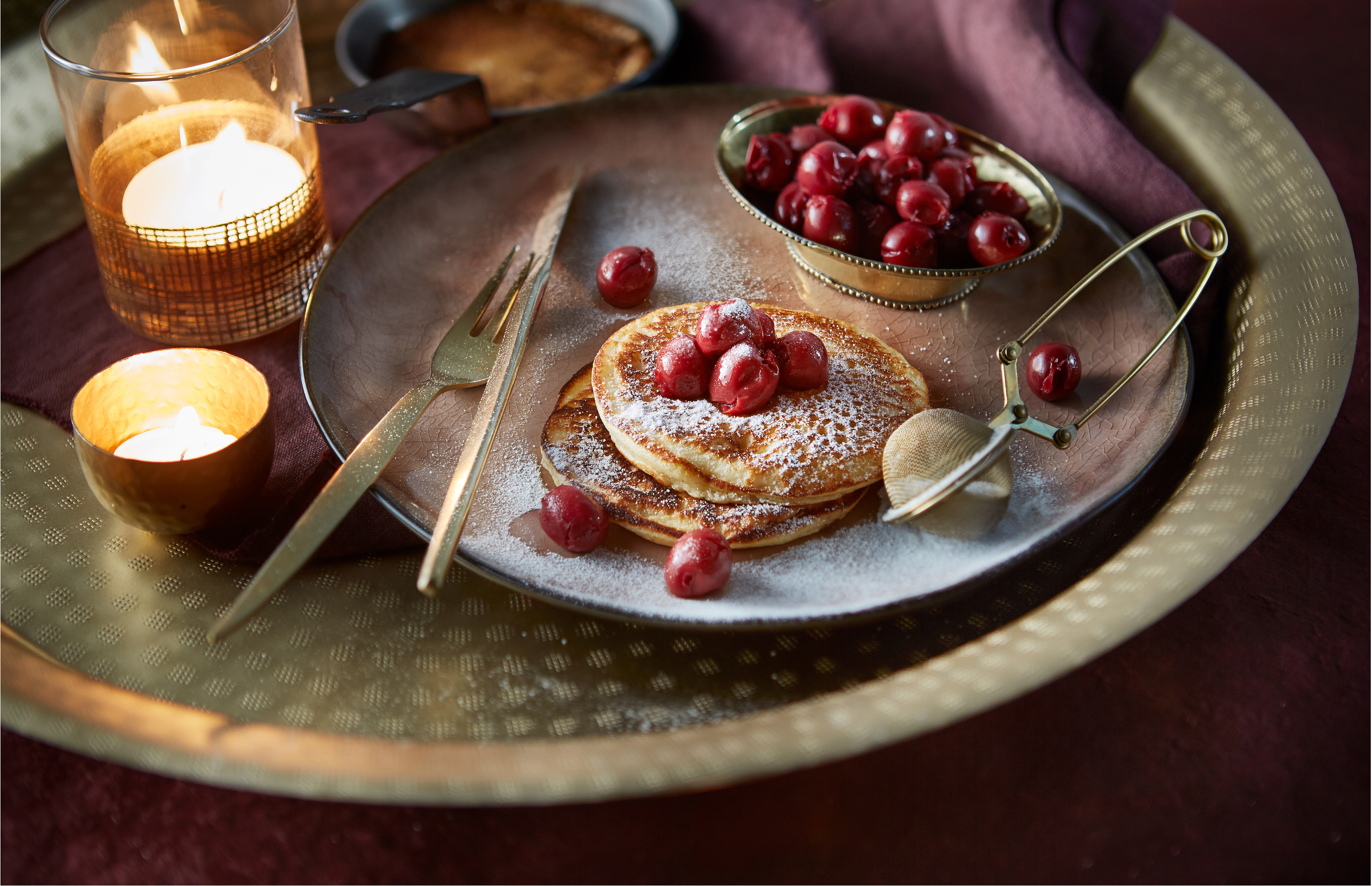 Ricottapannenkoekjes met kersen