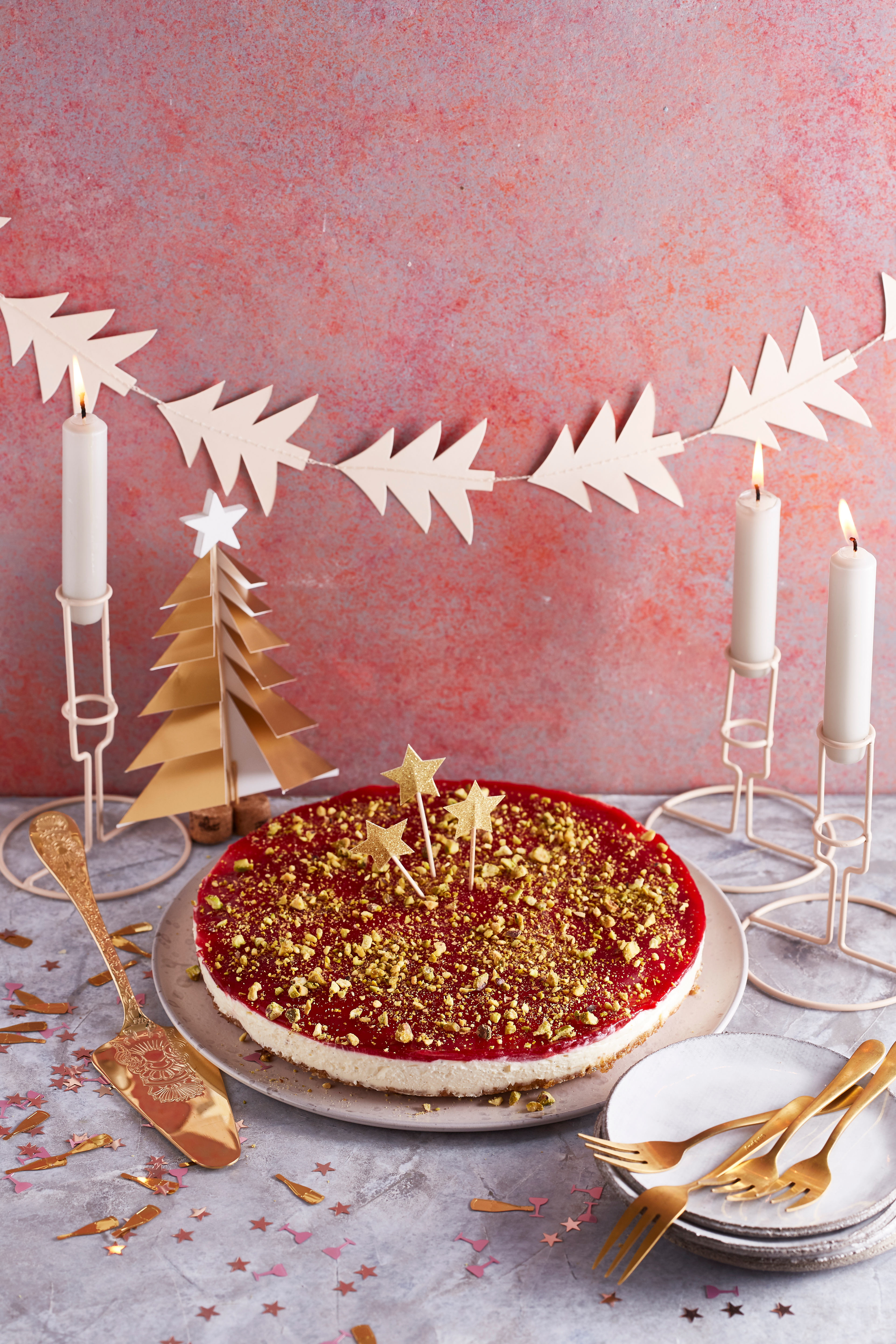 Vanille-cheesecake met cranberry