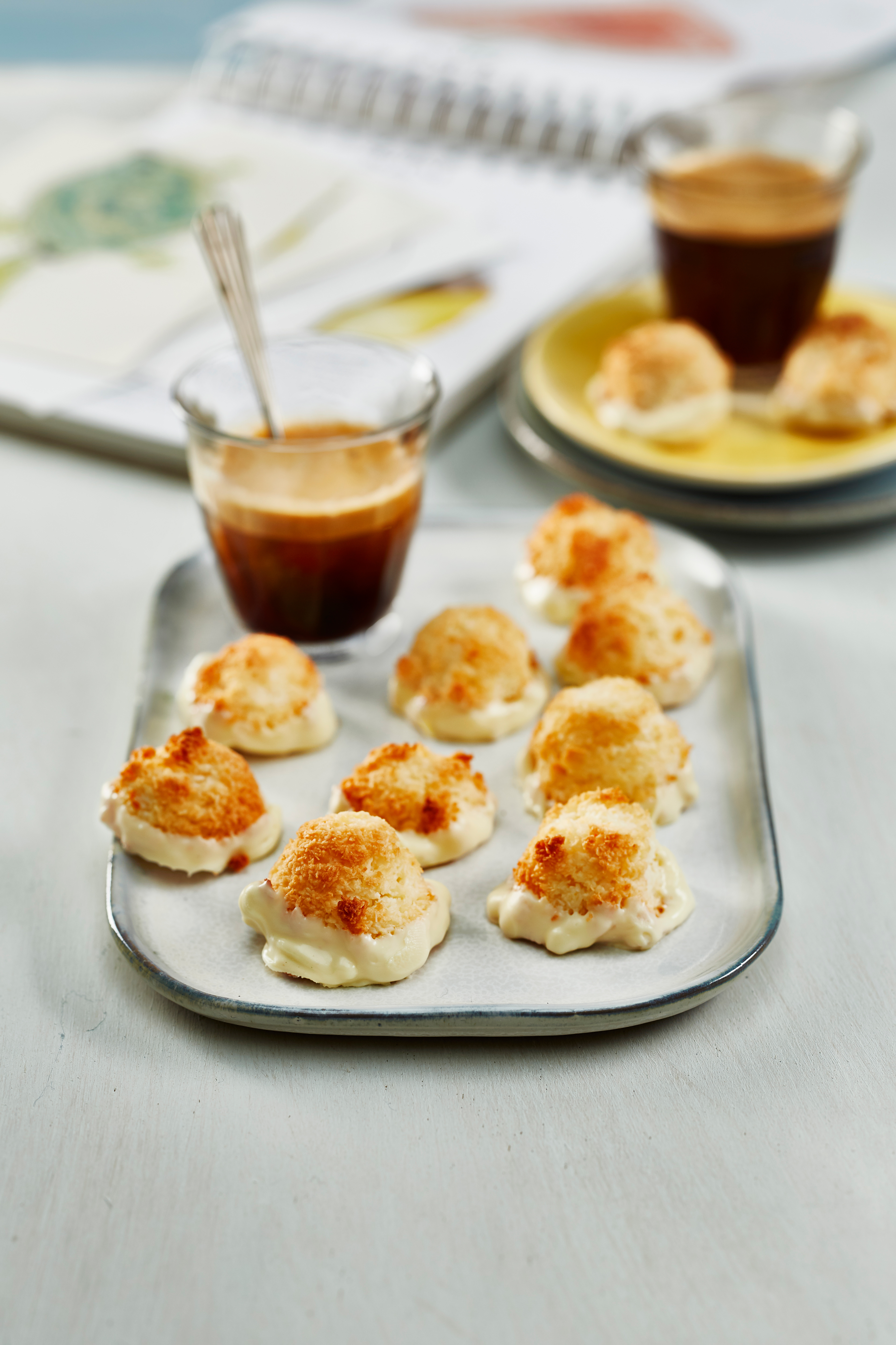 Kokosmakronen met witte chocolade