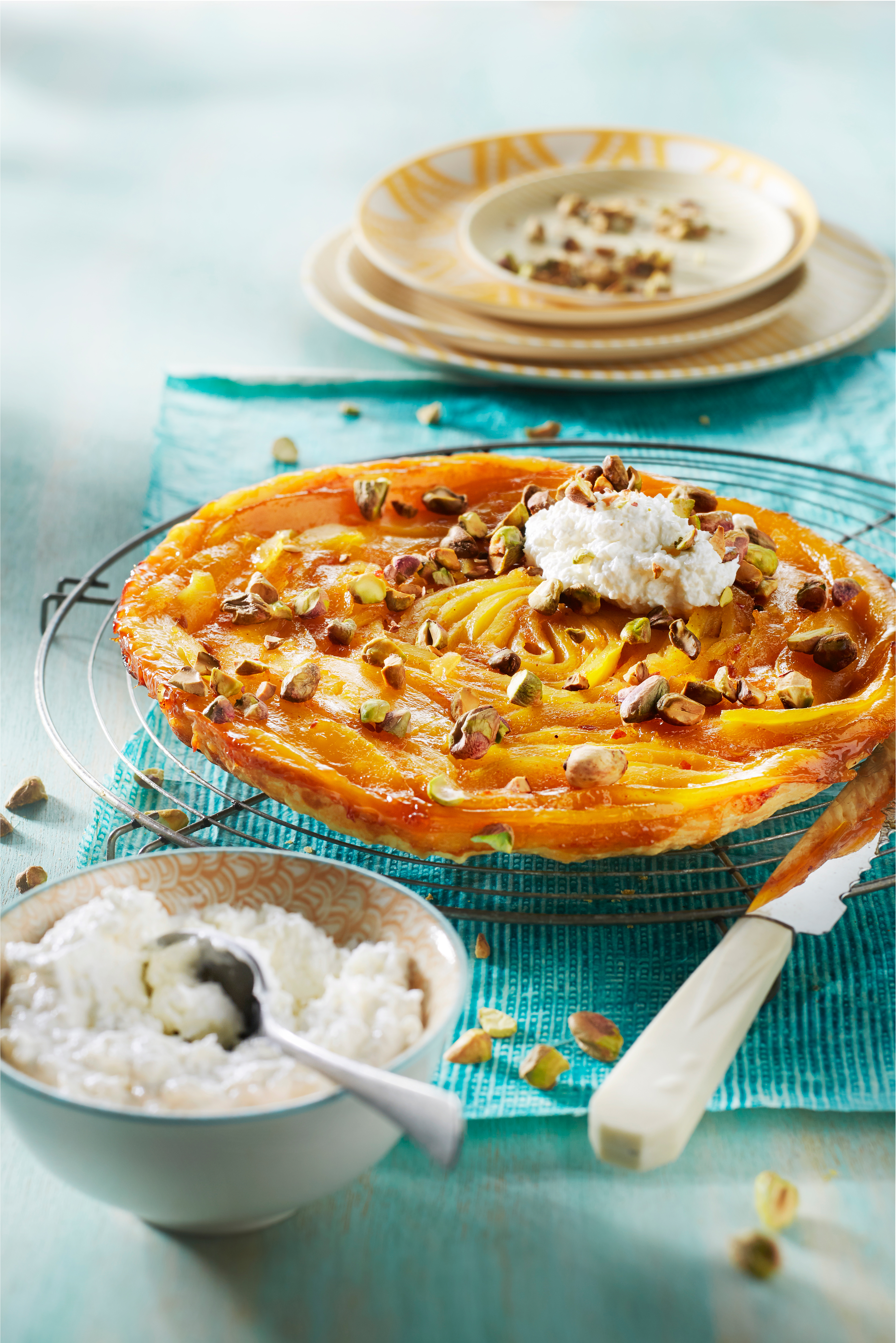 Tarte Tatin van mango met kokosyoghurt