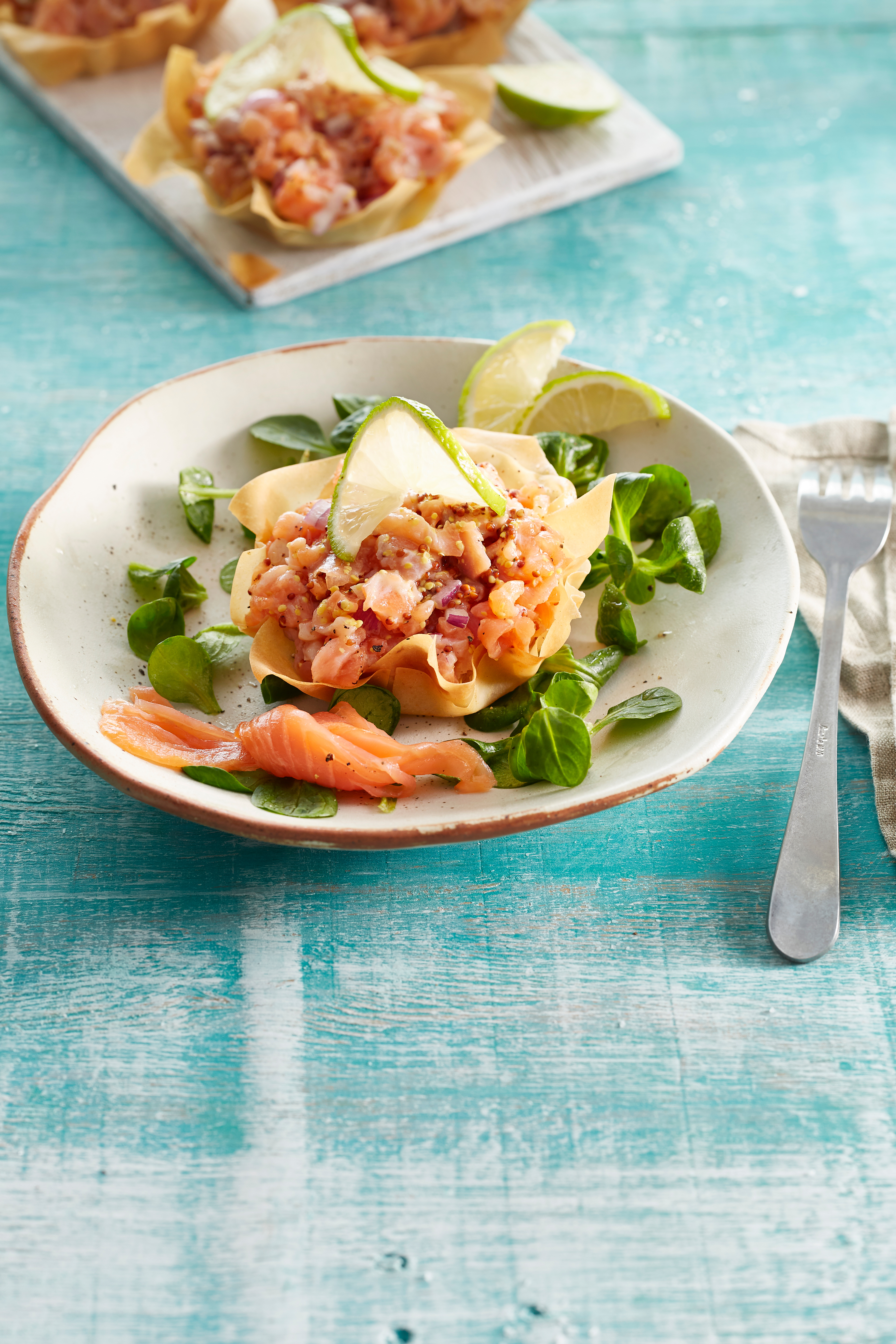 Zalmtartaar-taartjes