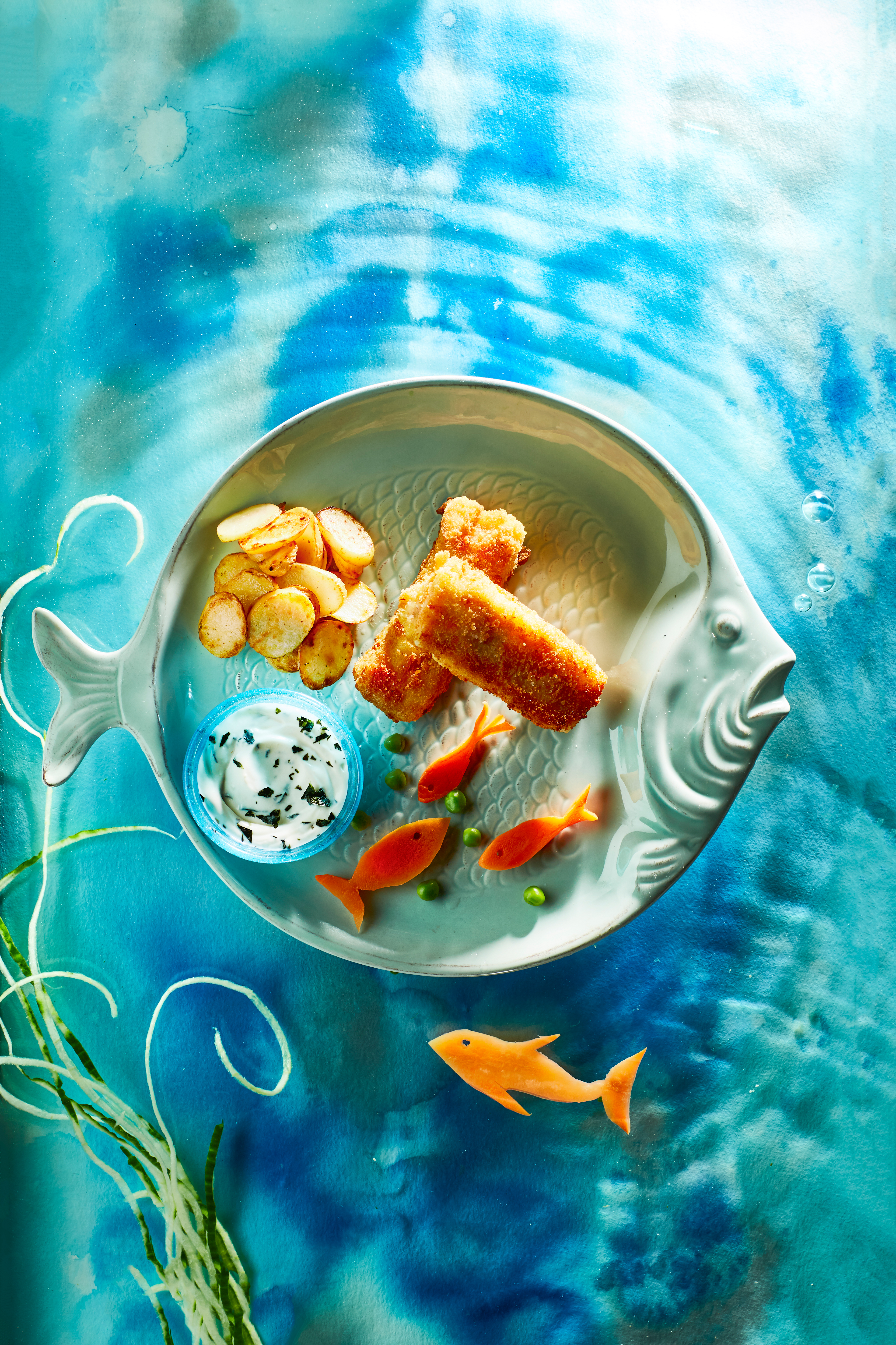 Homemade vissticks met zeemeermin-mayo